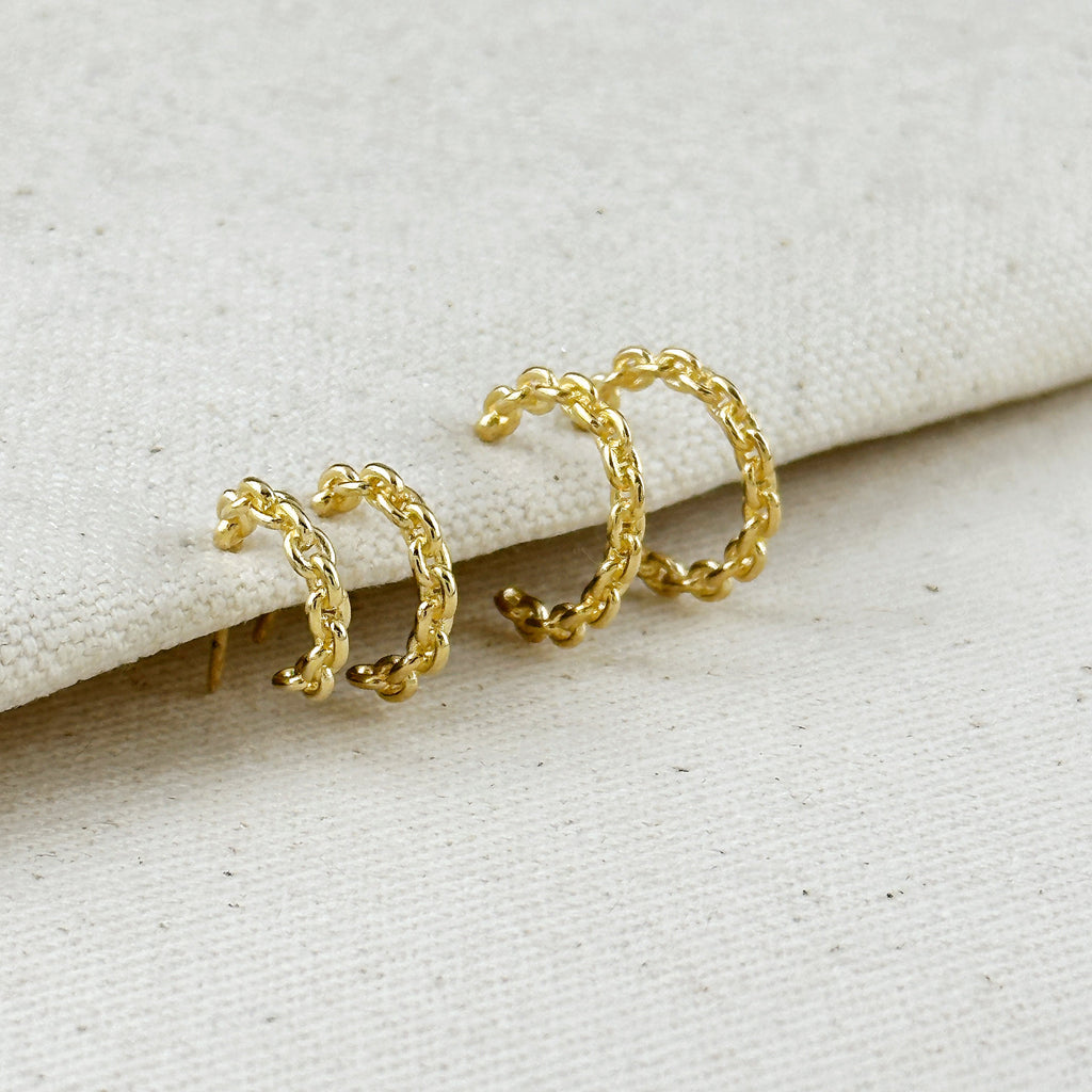 Mondsee 18k Gold Filled Crafted Chain C-Hoop Earrings | 18k Gold Filled Jewelry