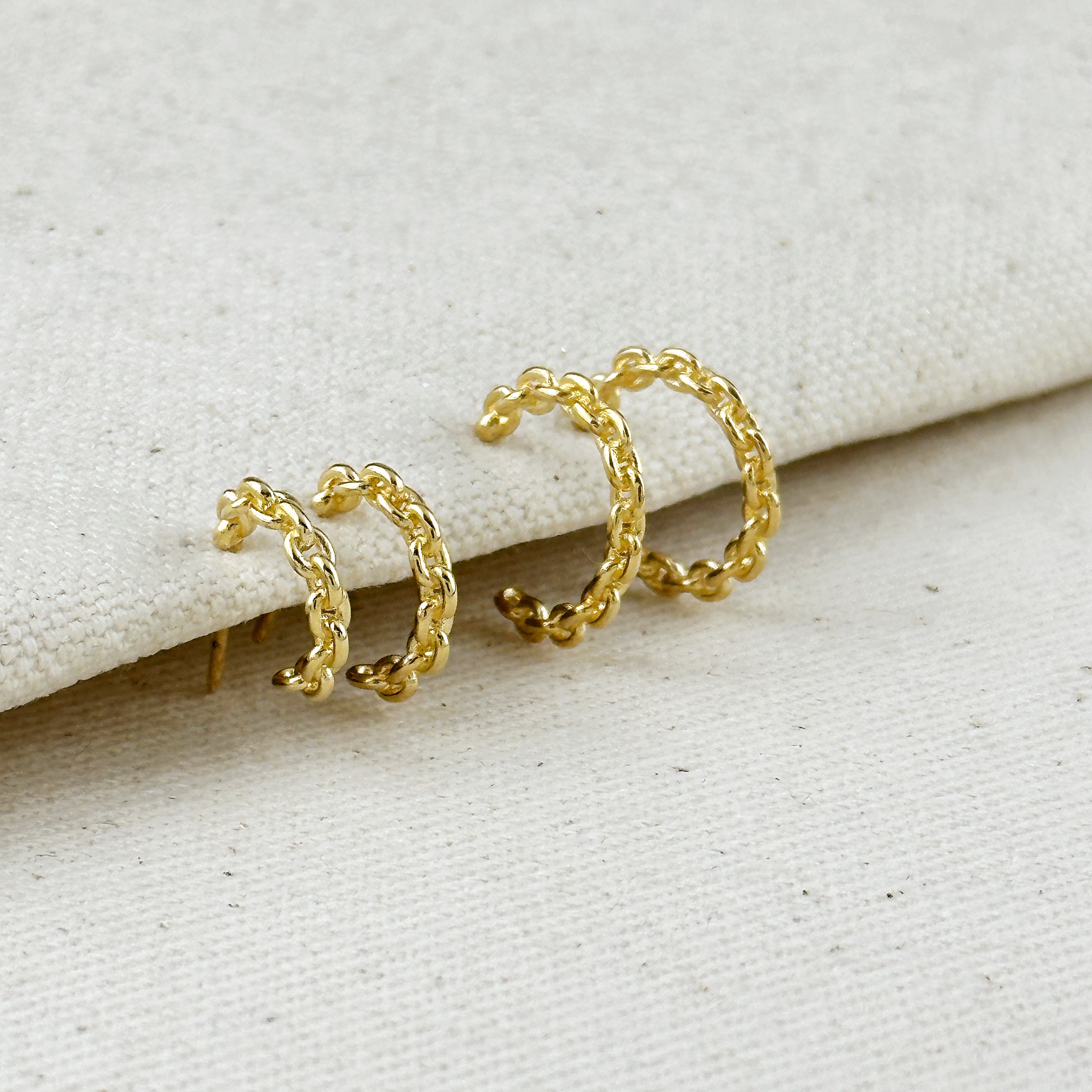 Mondsee 18k Gold Filled Crafted Chain C-Hoop Earrings | 18k Gold Filled Jewelry