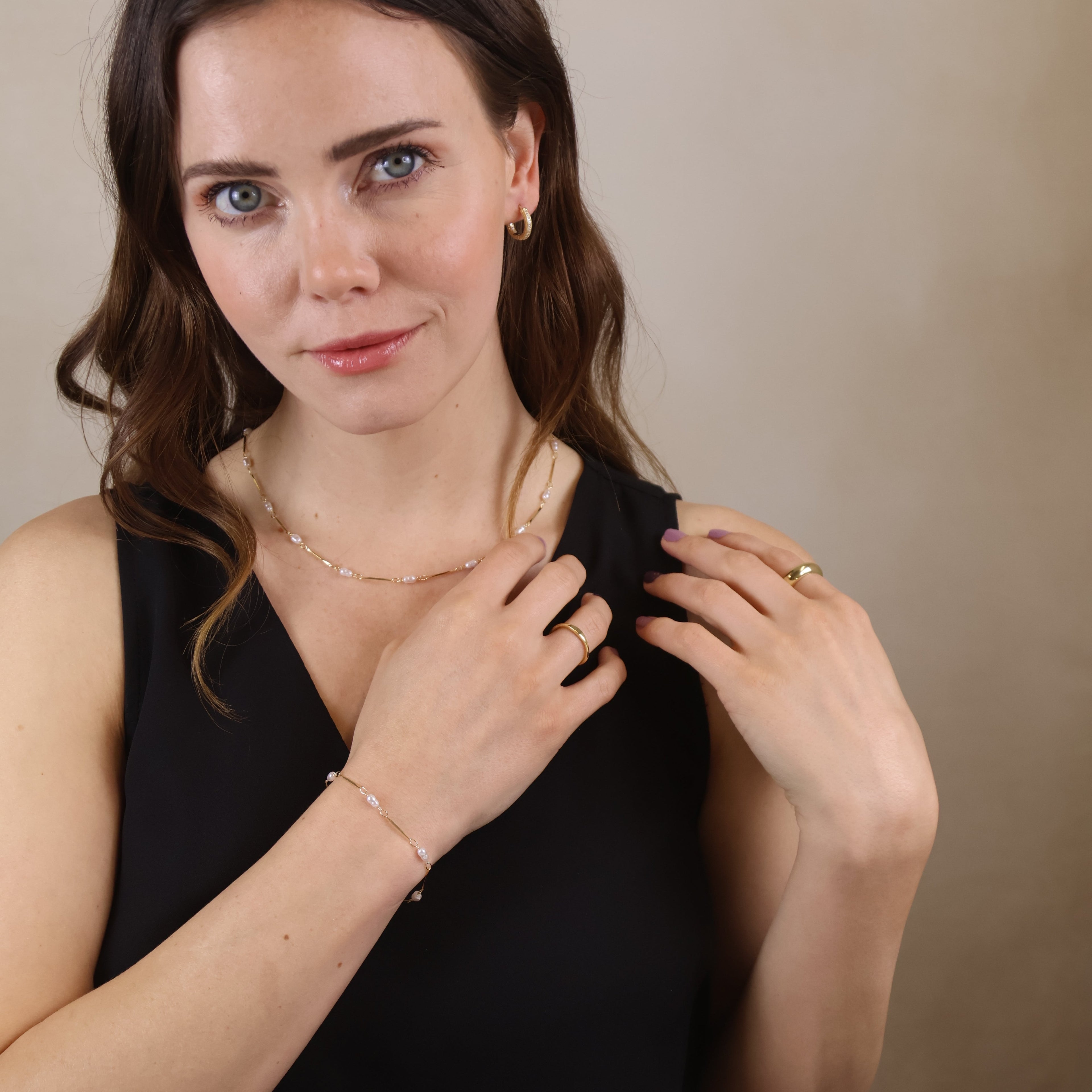 Mondsee 18k Gold Filled Pearl Bead & Straw Bracelet | 18k Gold Filled Jewelry