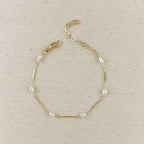 Mondsee 18k Gold Filled Pearl Bead & Straw Bracelet | 18k Gold Filled Jewelry
