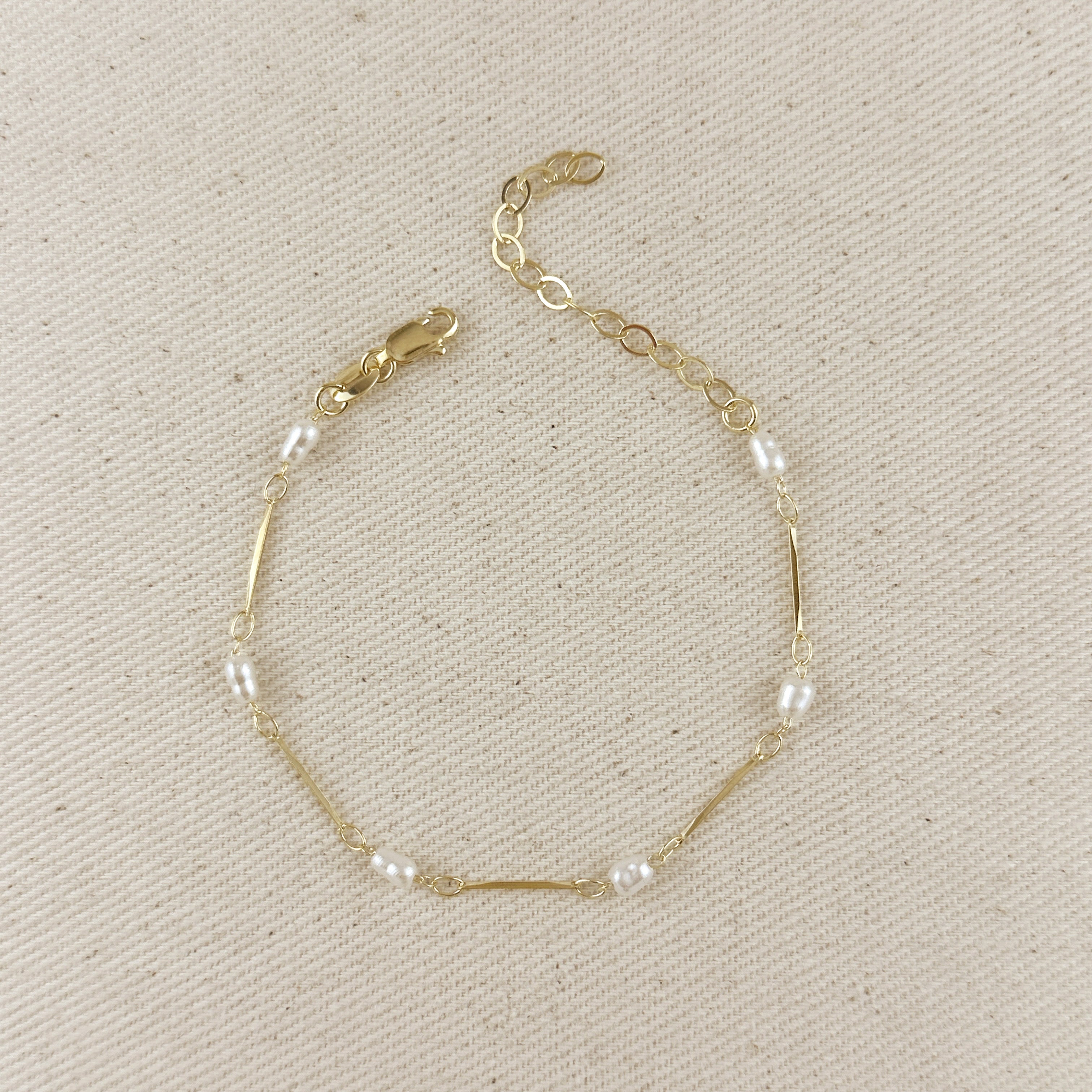 Mondsee 18k Gold Filled Pearl Bead & Straw Bracelet | 18k Gold Filled Jewelry