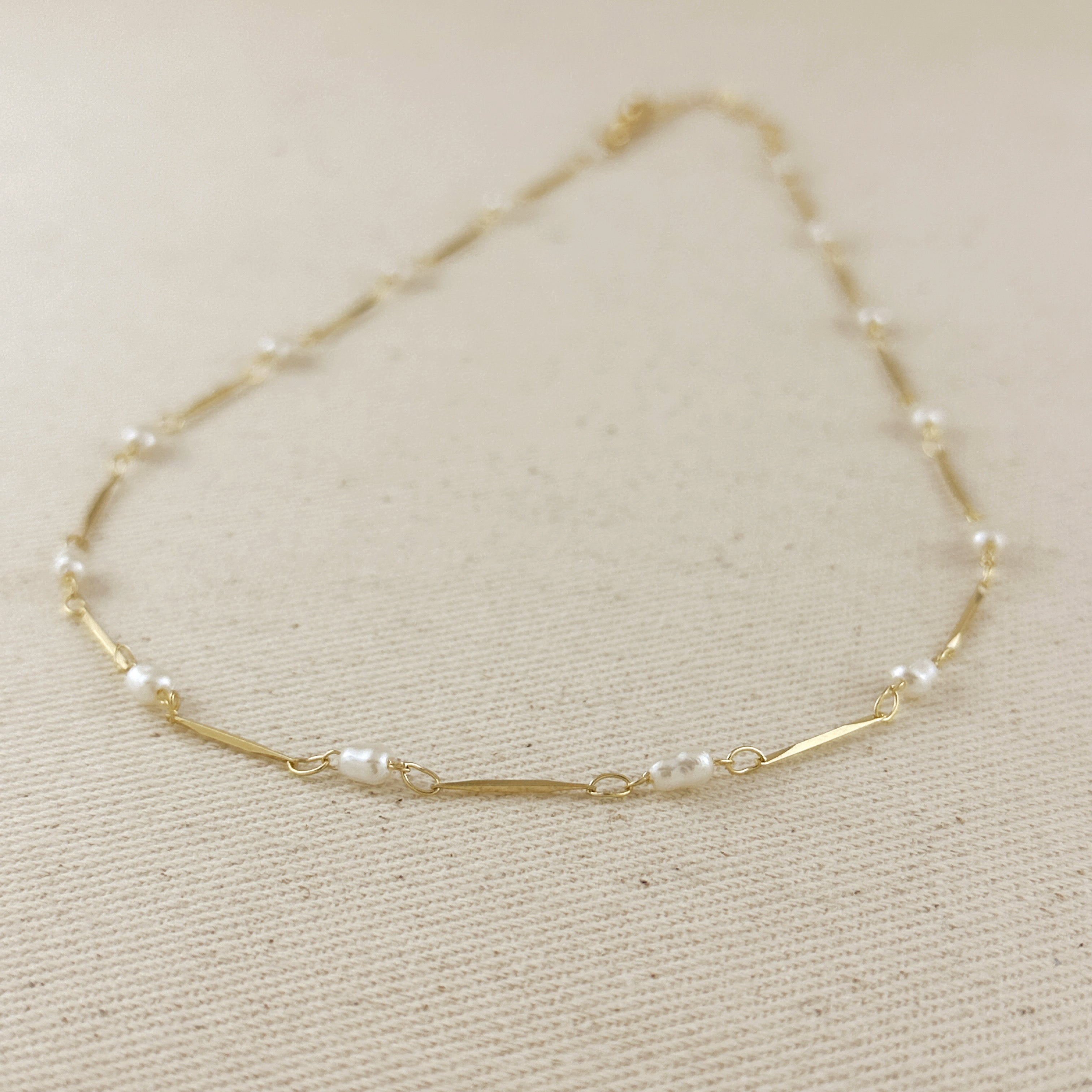 Mondsee 18K Gold Filled Pearl Bead & Straw Necklace | 18k Gold Filled Jewelry