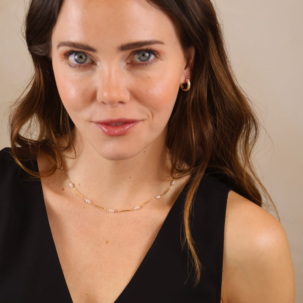 Mondsee 18K Gold Filled Pearl Bead & Straw Necklace | 18k Gold Filled Jewelry