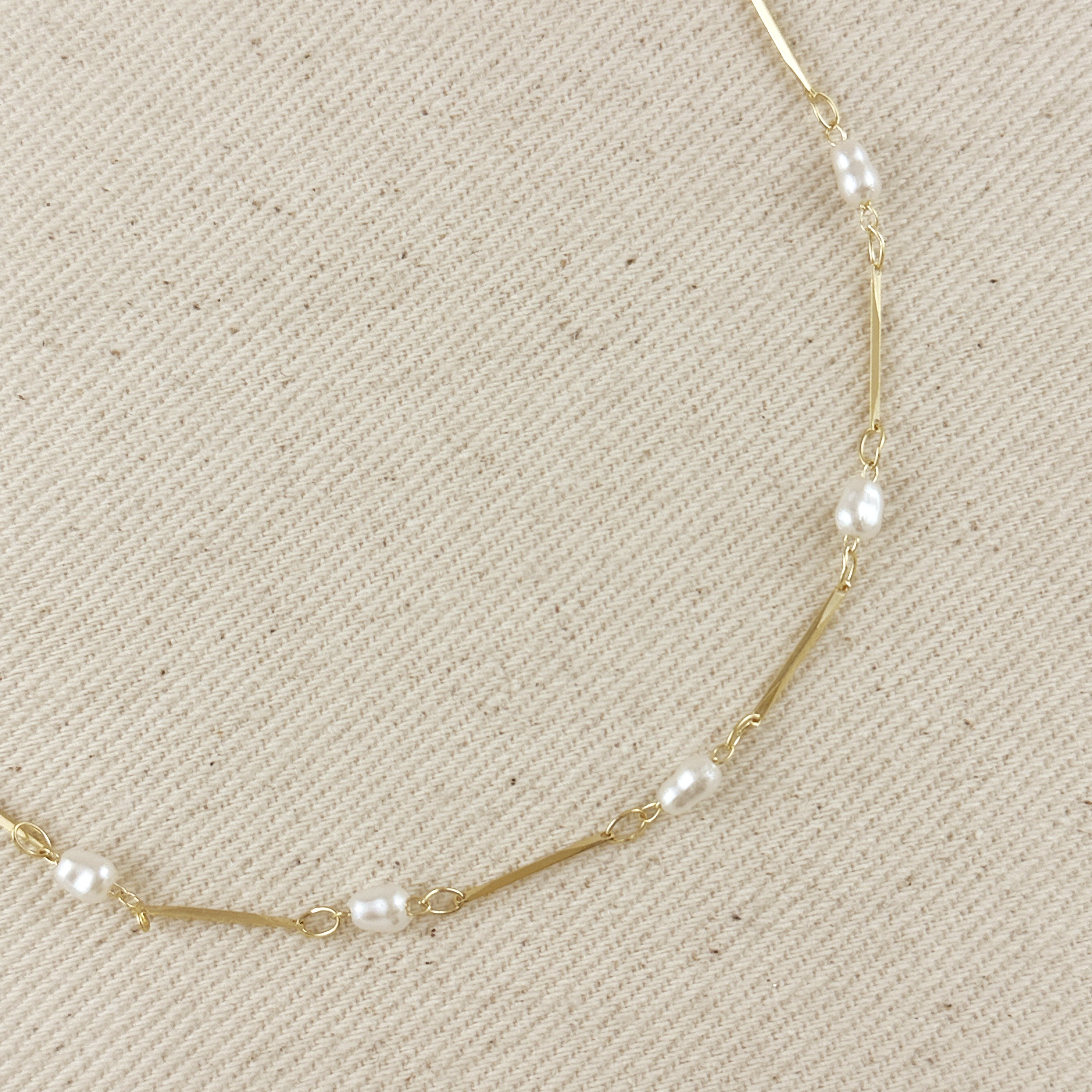 Mondsee 18K Gold Filled Pearl Bead & Straw Necklace | 18k Gold Filled Jewelry