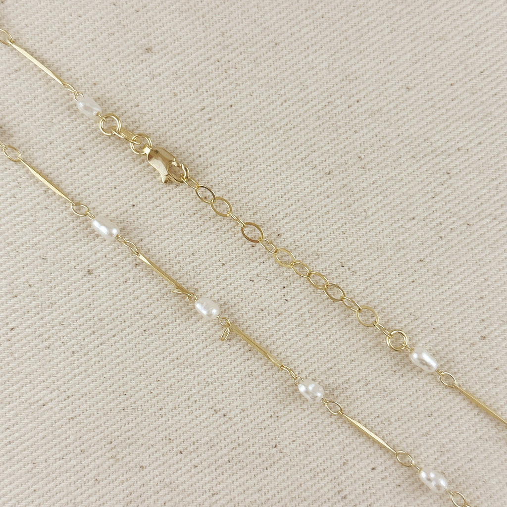 Mondsee 18K Gold Filled Pearl Bead & Straw Necklace | 18k Gold Filled Jewelry