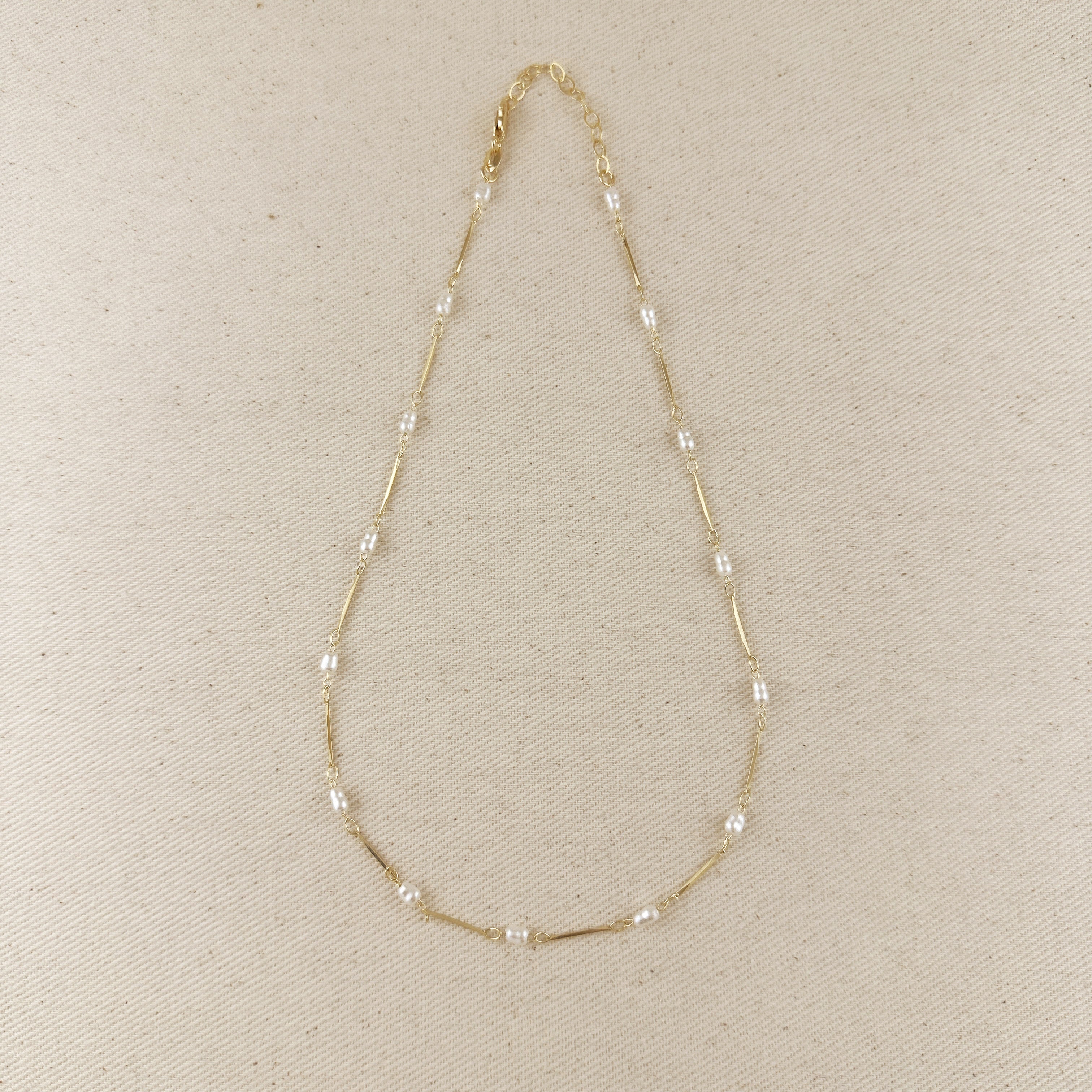 Mondsee 18K Gold Filled Pearl Bead & Straw Necklace | 18k Gold Filled Jewelry