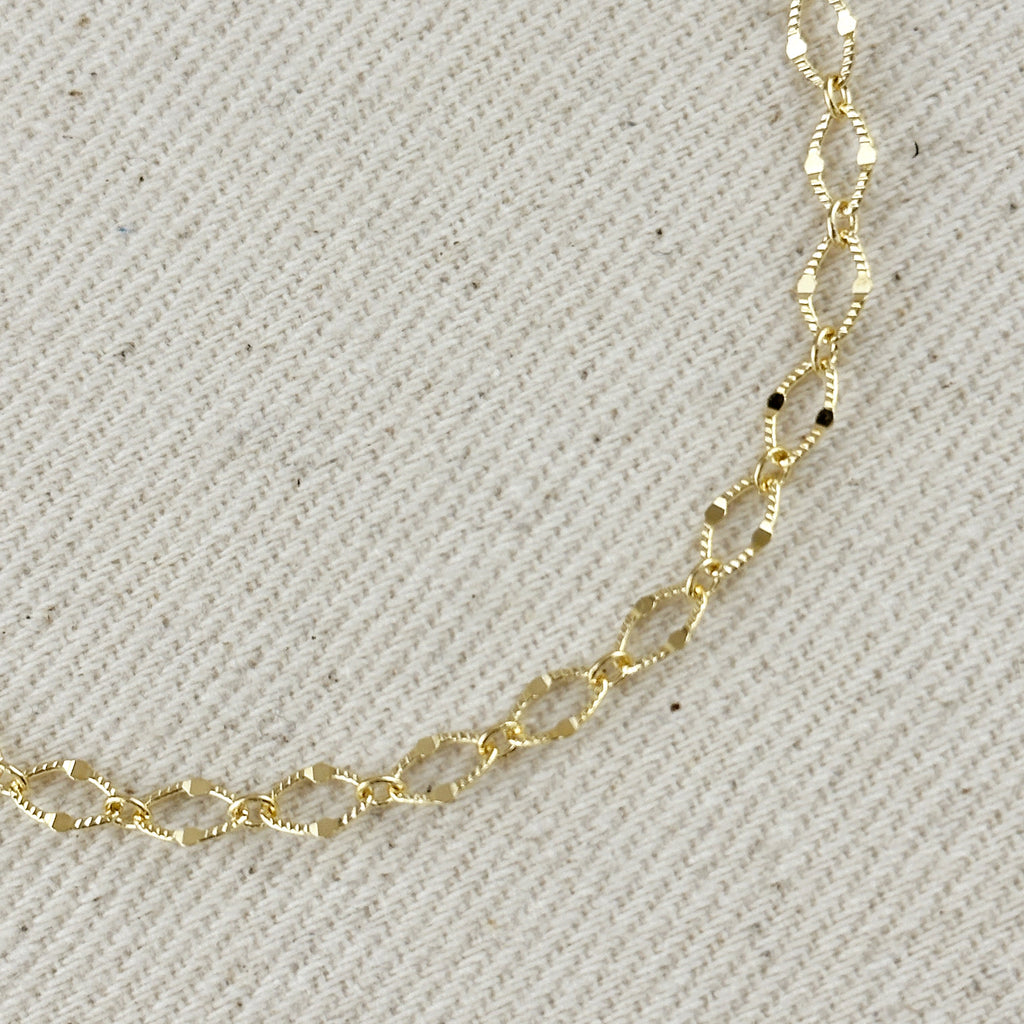 Mondsee 18k Gold Filled Diamond Cut Detailed Chain Bracelet | 18k Gold Filled Jewelry