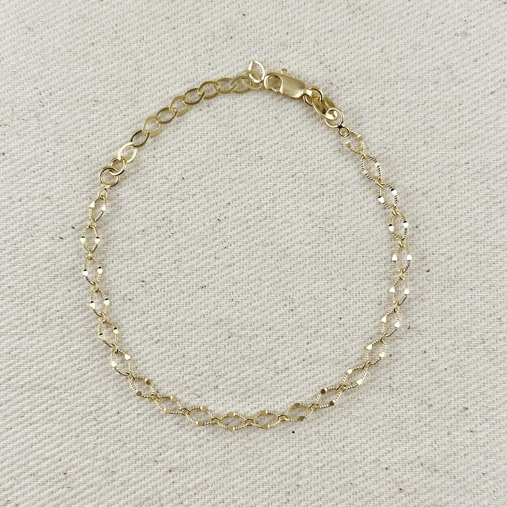 Mondsee 18k Gold Filled Diamond Cut Detailed Chain Bracelet | 18k Gold Filled Jewelry