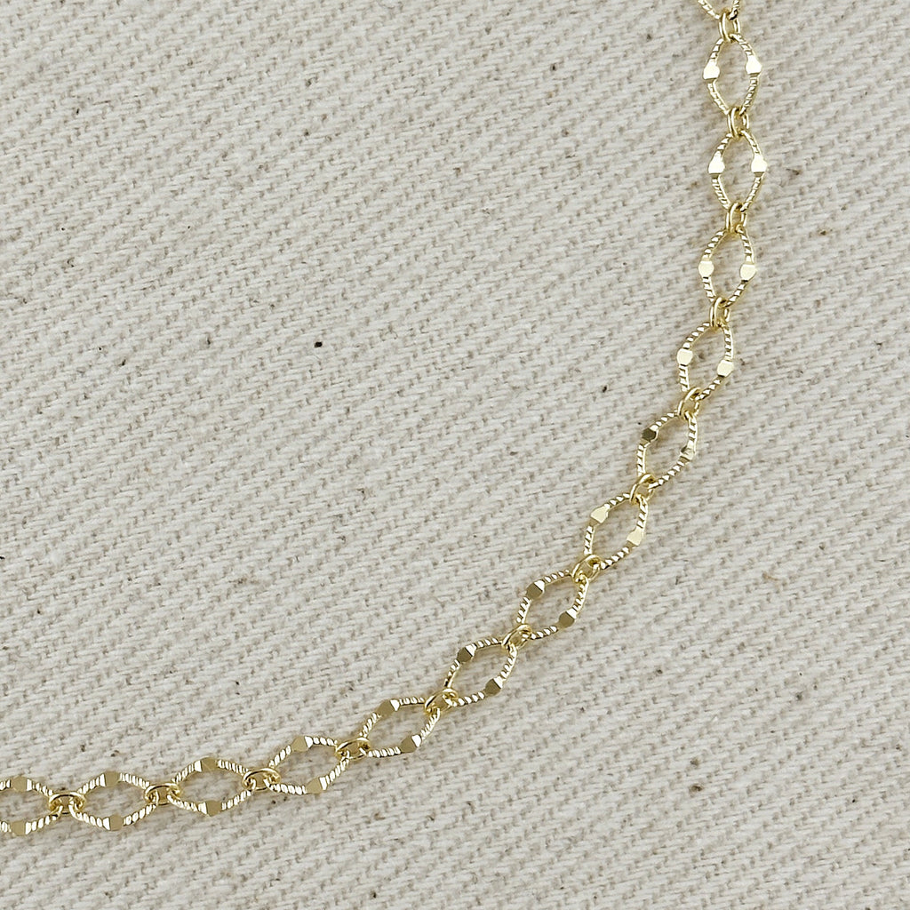 Mondsee 18k Gold Filled Diamond Cut Detailed Chain Necklace | 18k Gold Filled Jewelry