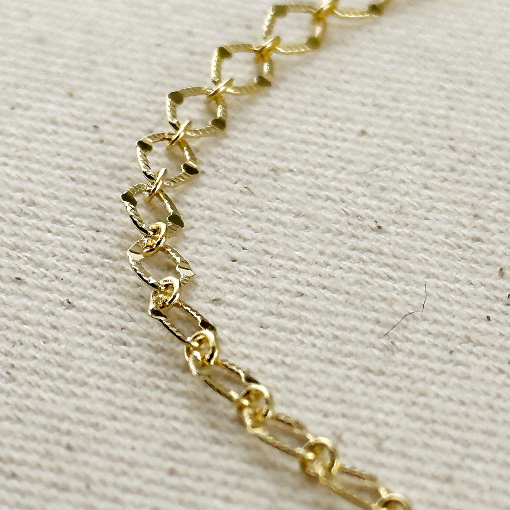 Mondsee 18k Gold Filled Diamond Cut Detailed Chain Necklace | 18k Gold Filled Jewelry