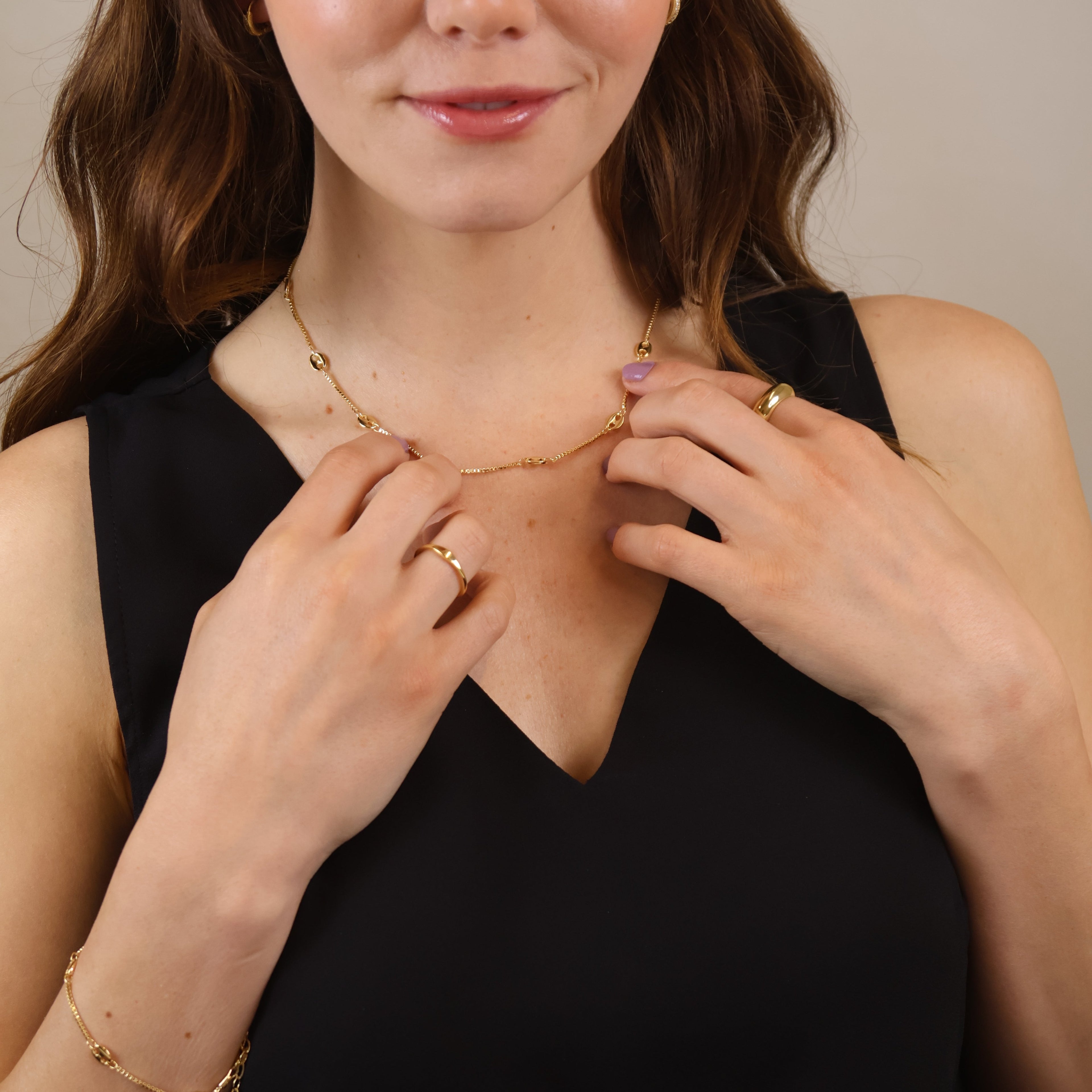 Mondsee 18k Gold Filled Fancy Box Chain Necklace | 18k Gold Filled Jewelry