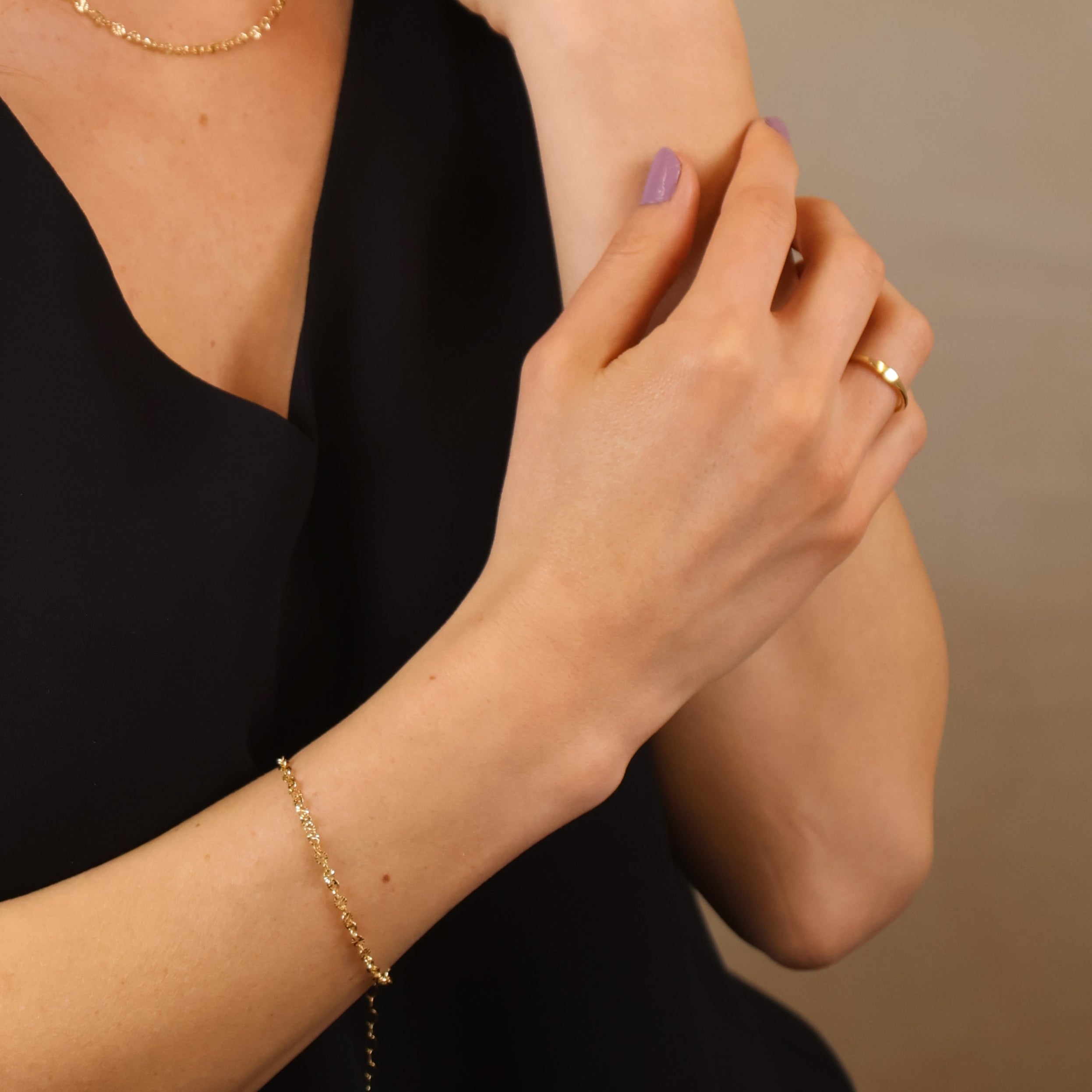Mondsee 18k Gold Filled Diamond Cut Mirror Chain Bracelet | 18k Gold Filled Jewelry