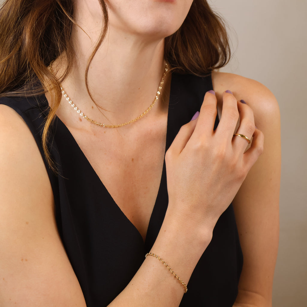 Mondsee 18k Gold Filled Diamond Cut Mirror Chain Bracelet | 18k Gold Filled Jewelry
