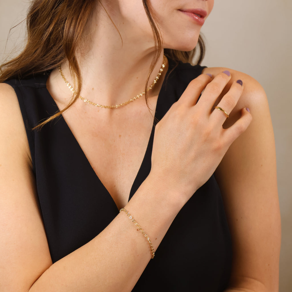 Mondsee 18k Gold Filled Diamond Cut Mirror Chain Bracelet | 18k Gold Filled Jewelry