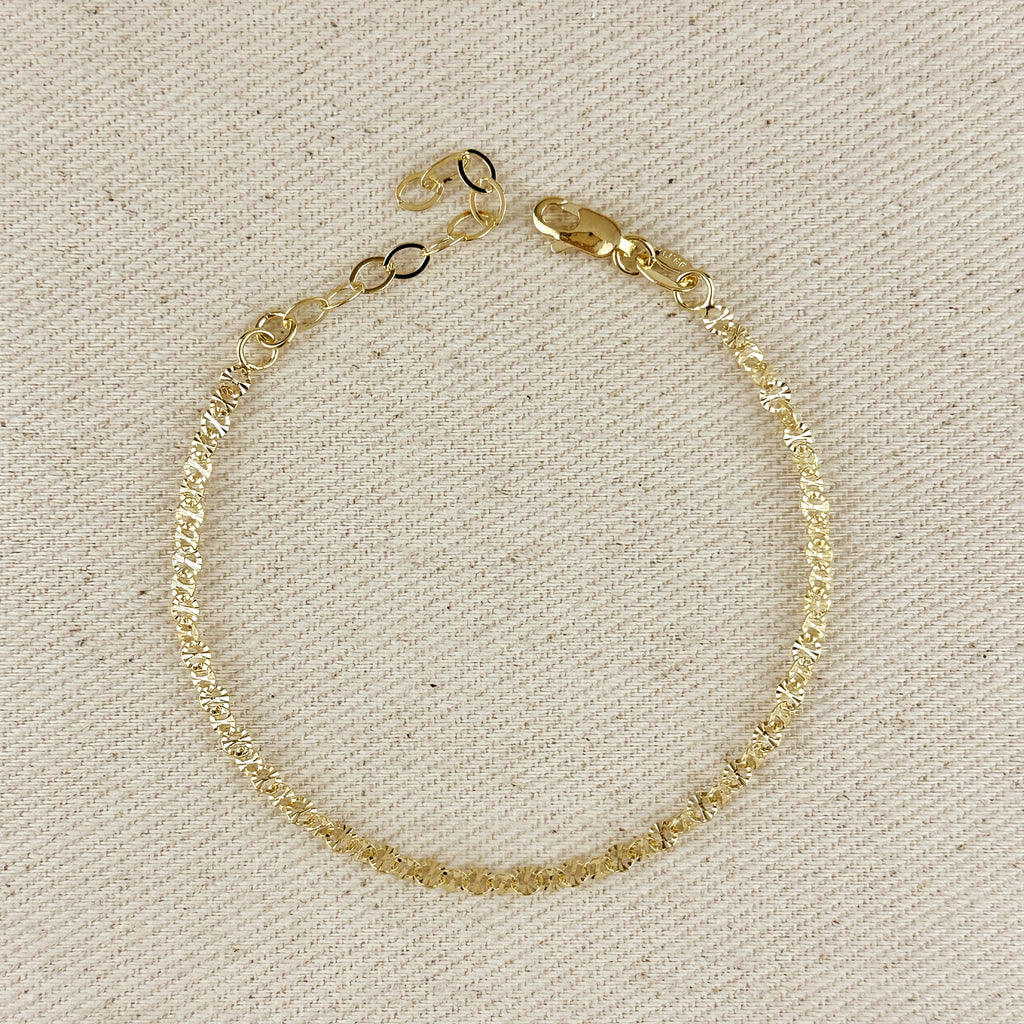 Mondsee 18k Gold Filled Diamond Cut Mirror Chain Bracelet | 18k Gold Filled Jewelry