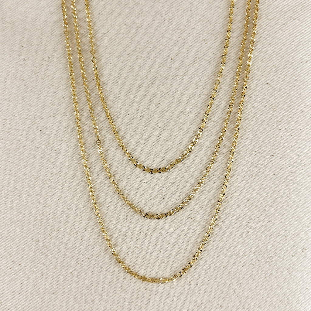 Mondsee 18k Gold Filled Diamond Cut Mirror Chain | 18k Gold Filled Jewelry