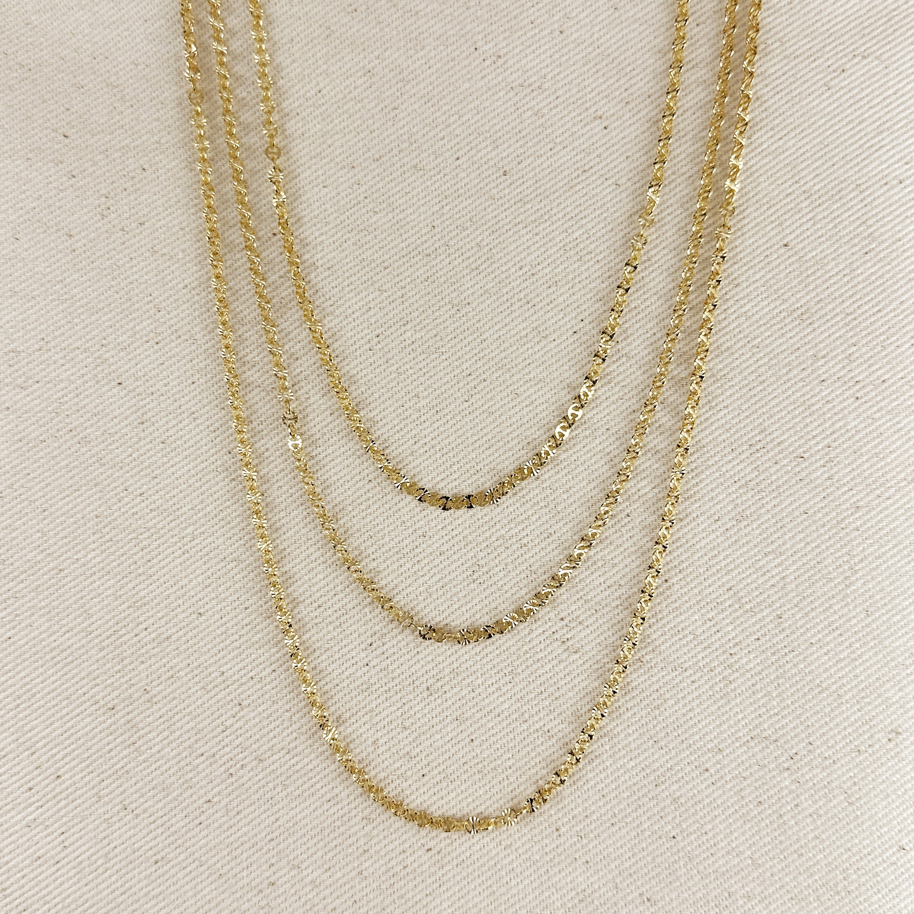 Mondsee 18k Gold Filled Diamond Cut Mirror Chain | 18k Gold Filled Jewelry