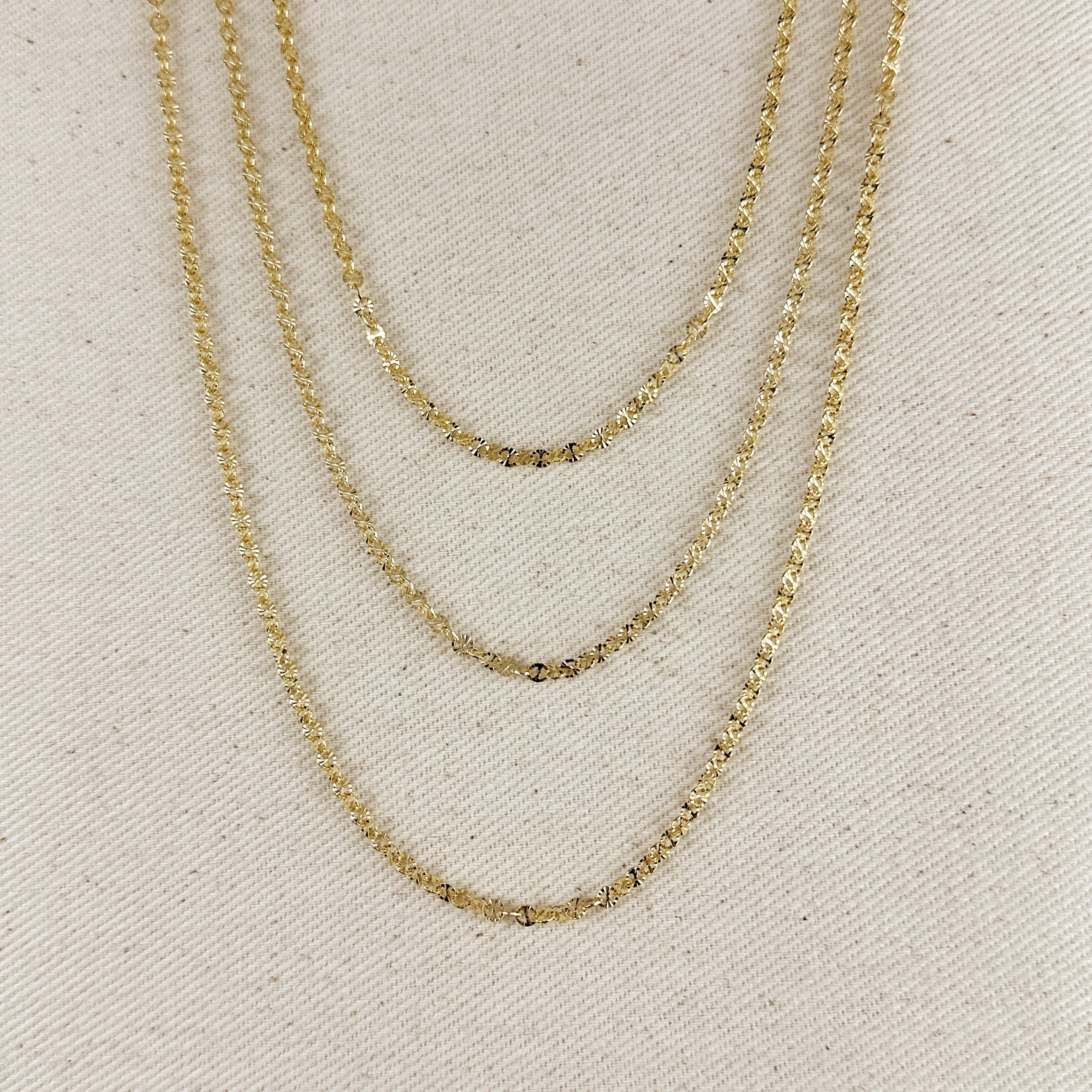 Mondsee 18k Gold Filled Diamond Cut Mirror Chain | 18k Gold Filled Jewelry