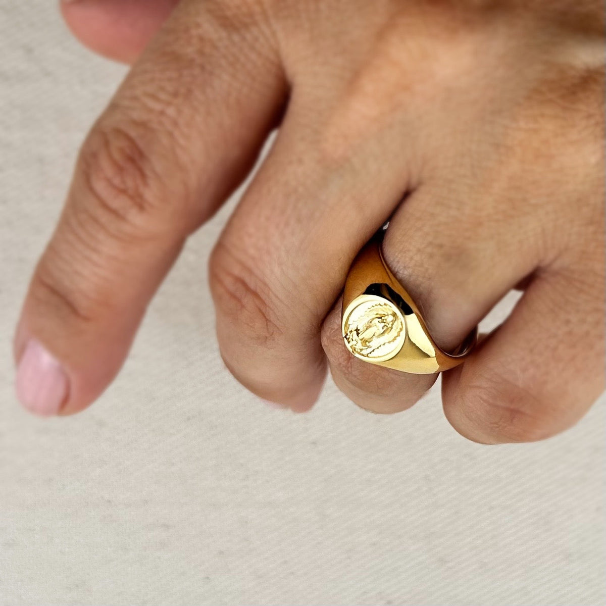 18k Gold Filled Lady Guadalupe Signet Ring