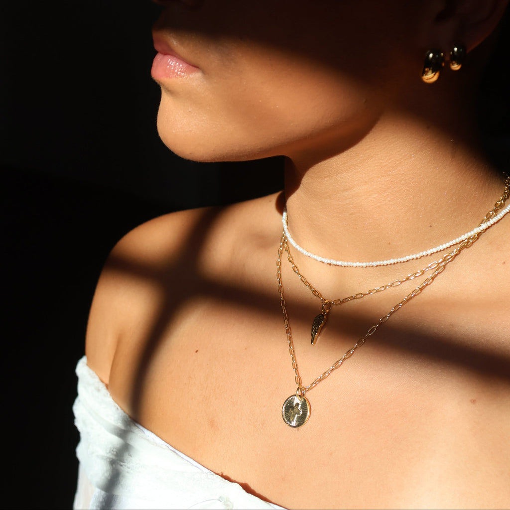 Mondsee 18k Gold Filled Cross Plate Charm Necklace | 18k Gold Filled Jewelry
