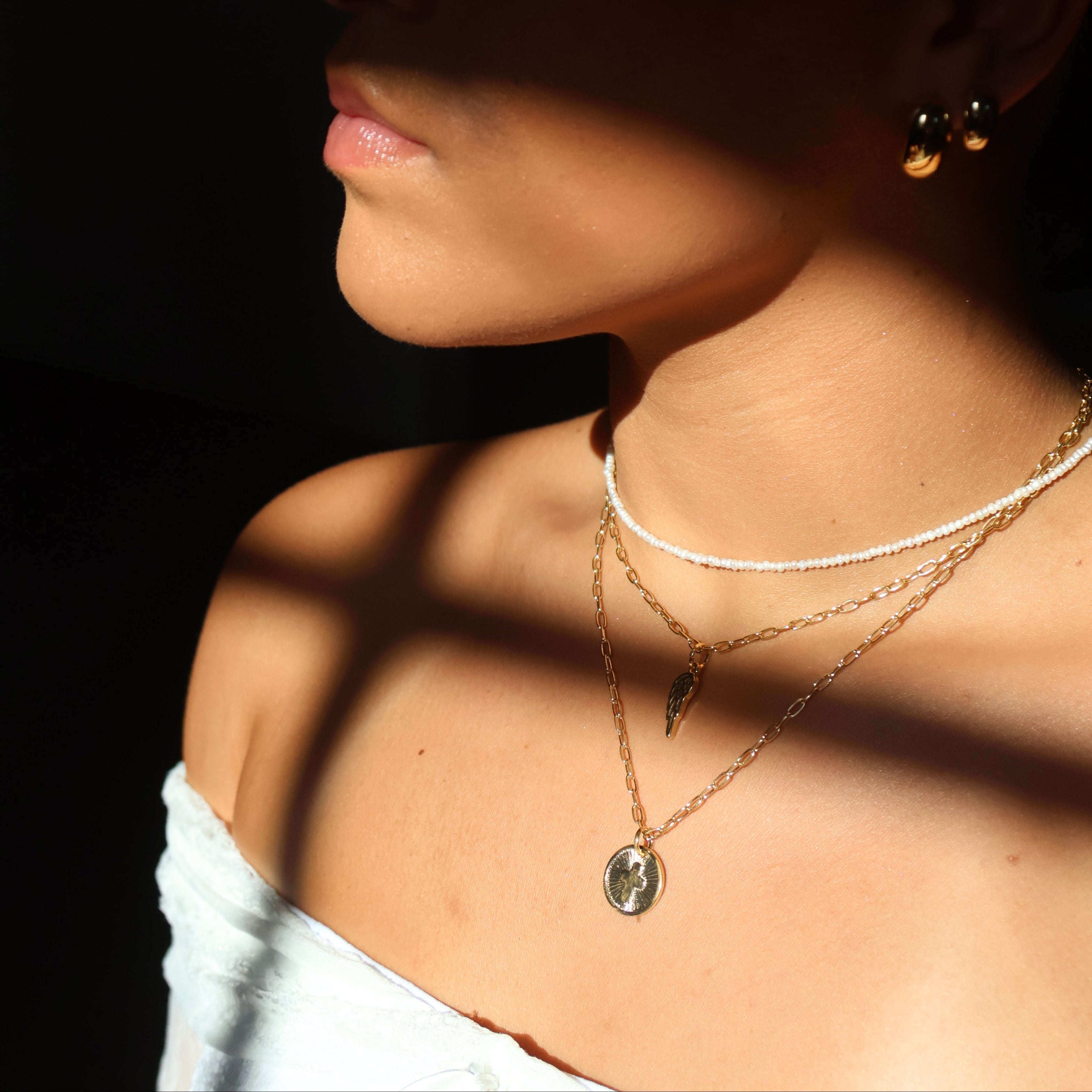 Mondsee 18k Gold Filled Cross Plate Charm Necklace | 18k Gold Filled Jewelry