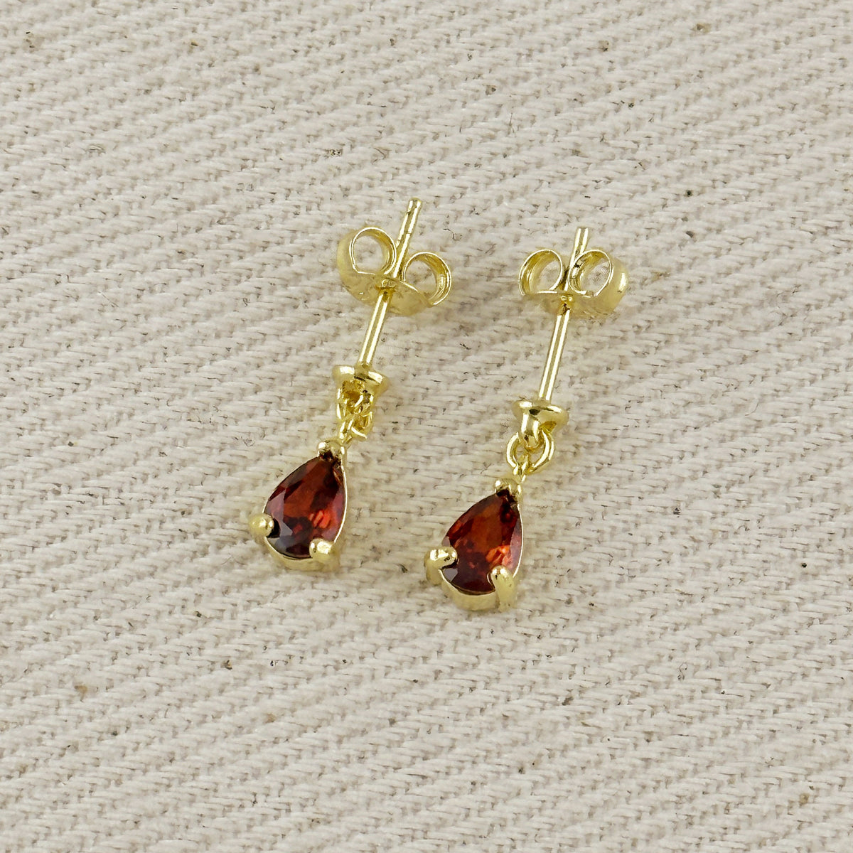 18k Gold Filled Colored CZ Teardrop Earrings – Garnet