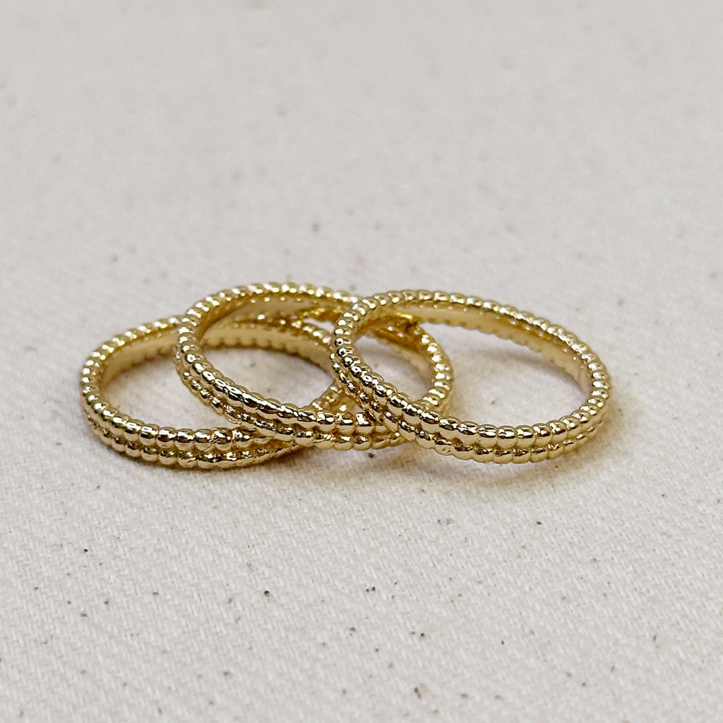Mondsee 18k Gold Filled Double Beaded Band Ring | 18k Gold Filled Jewelry