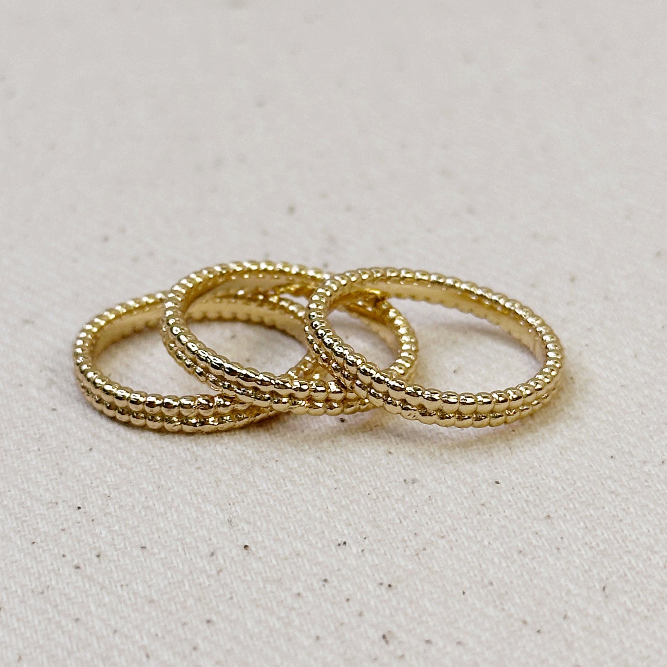 Mondsee 18k Gold Filled Double Beaded Band Ring | 18k Gold Filled Jewelry