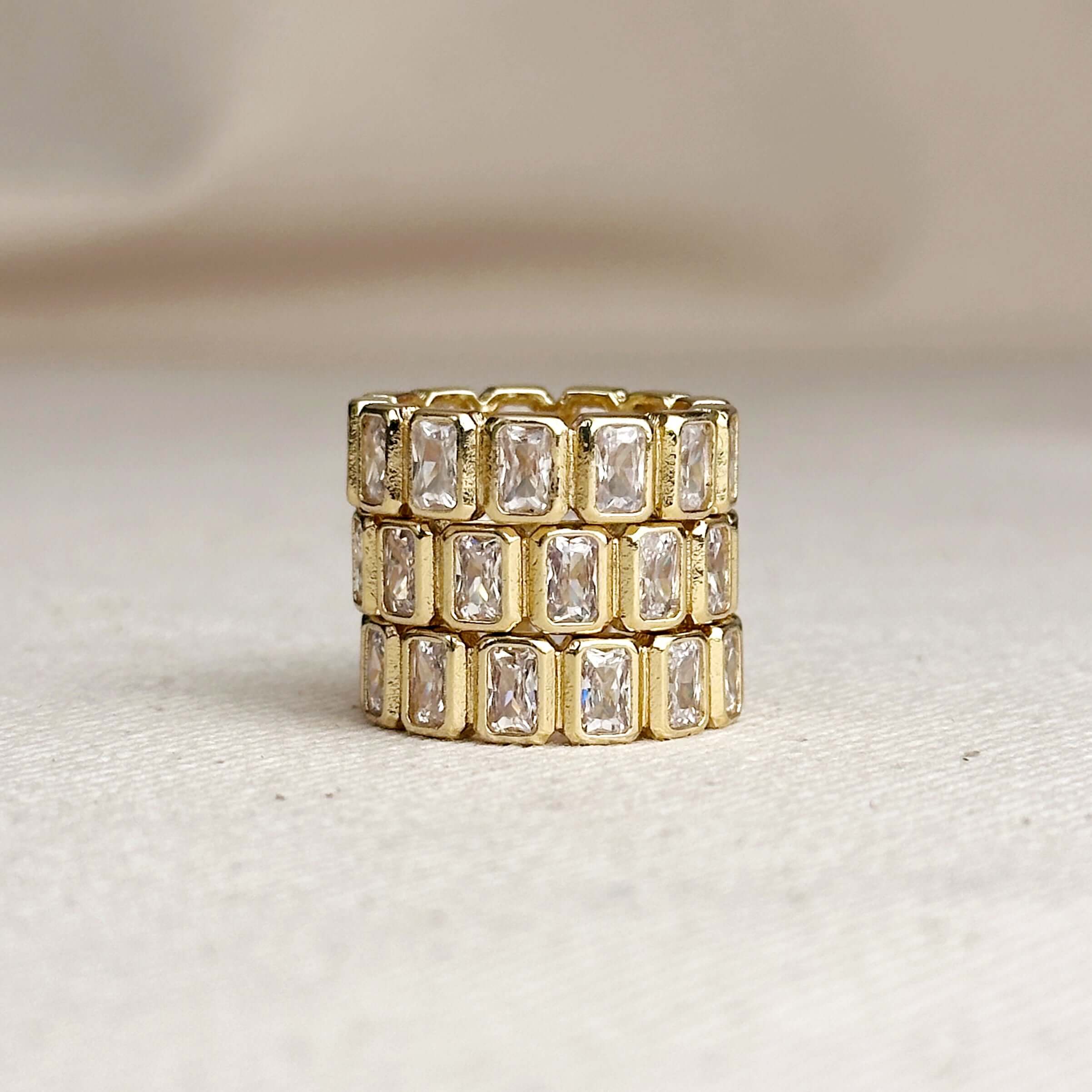 Mondsee 18k Gold Filled Chunky CZ Eternity Band Ring | 18k Gold Filled Jewelry