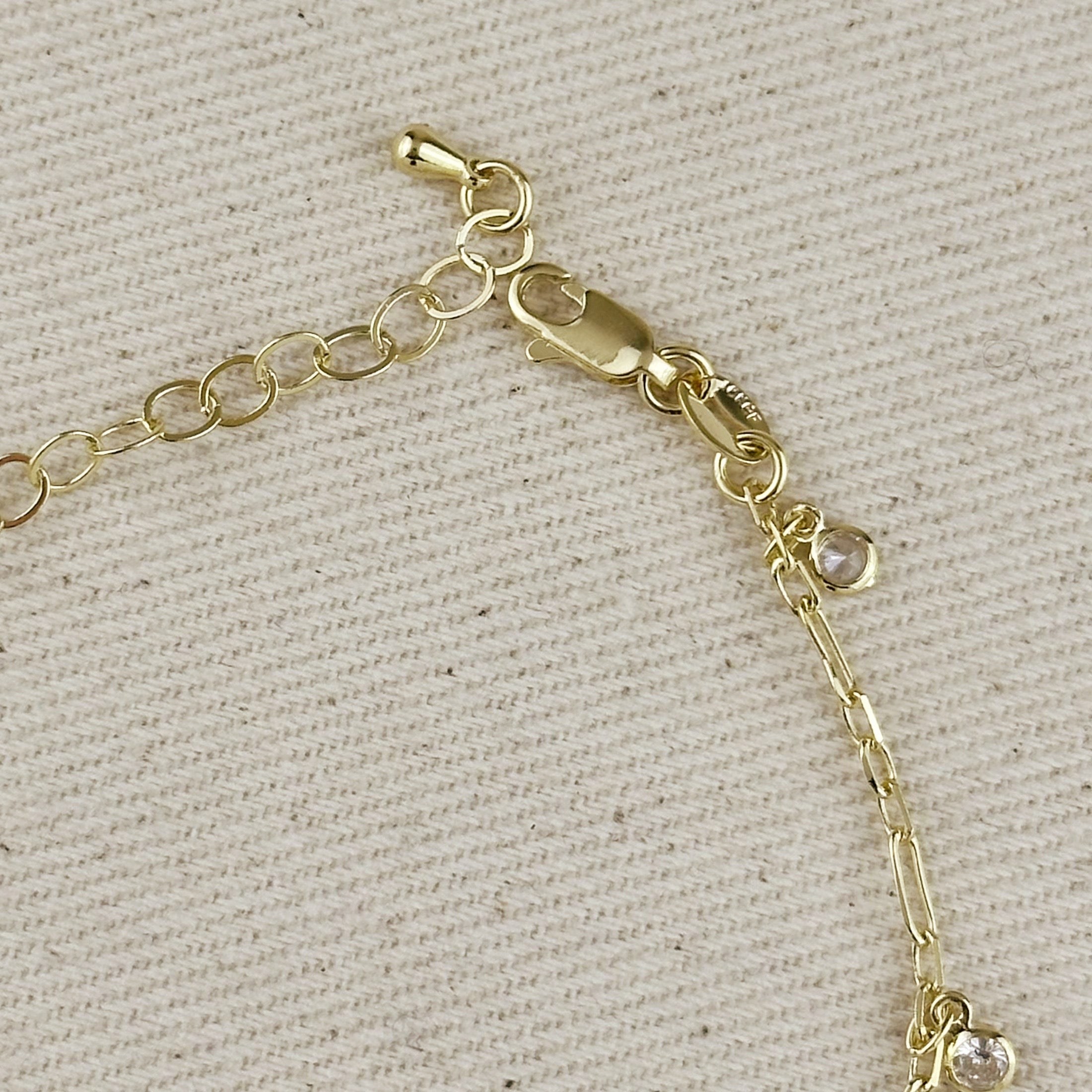 Mondsee 18k Gold Filled Paperclip Chain With Bezel CZ Drops Bracelet | 18k Gold Filled Jewelry