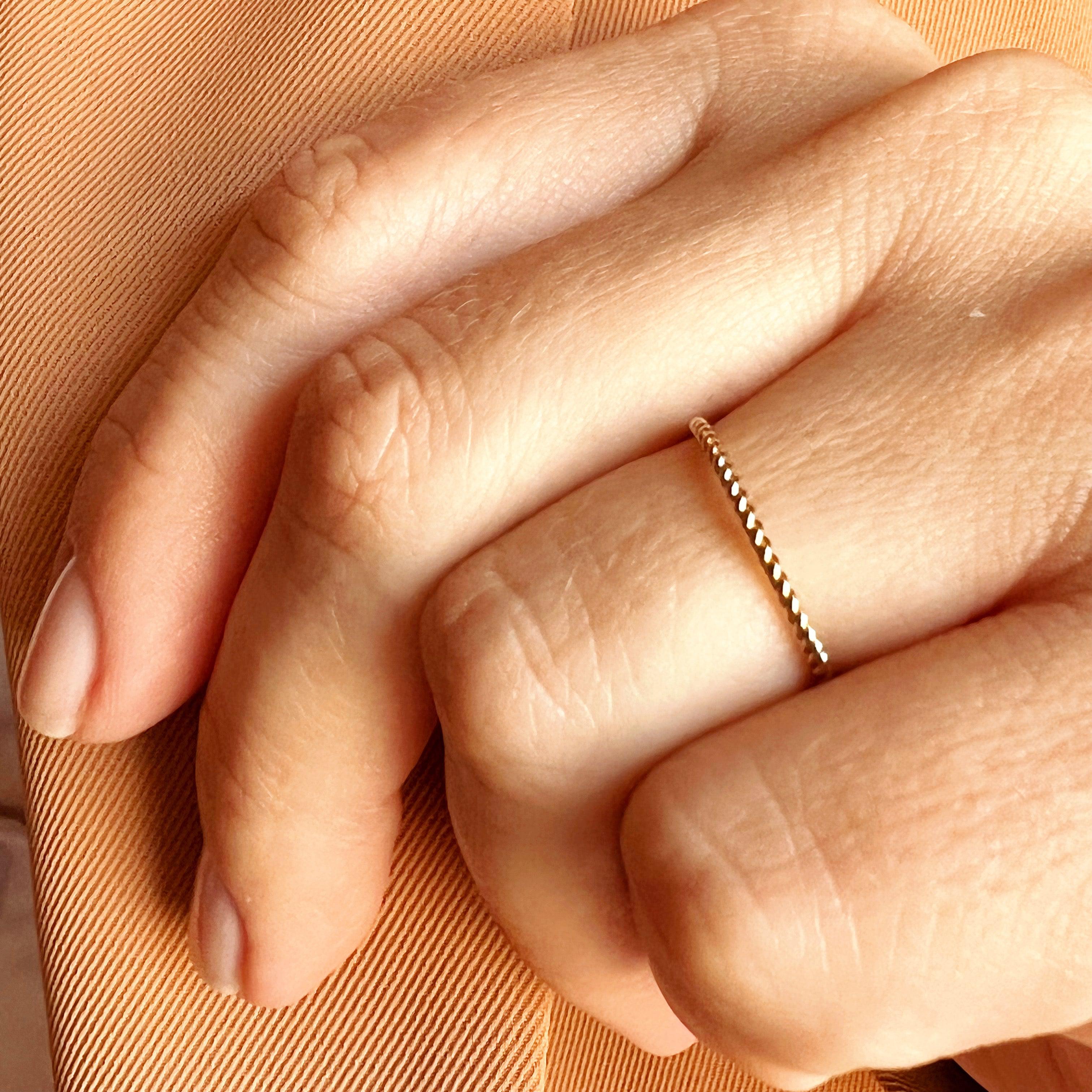 Mondsee 14k Gold Filled 1mm Twisted Stackable Ring | 18k Gold Filled Jewelry