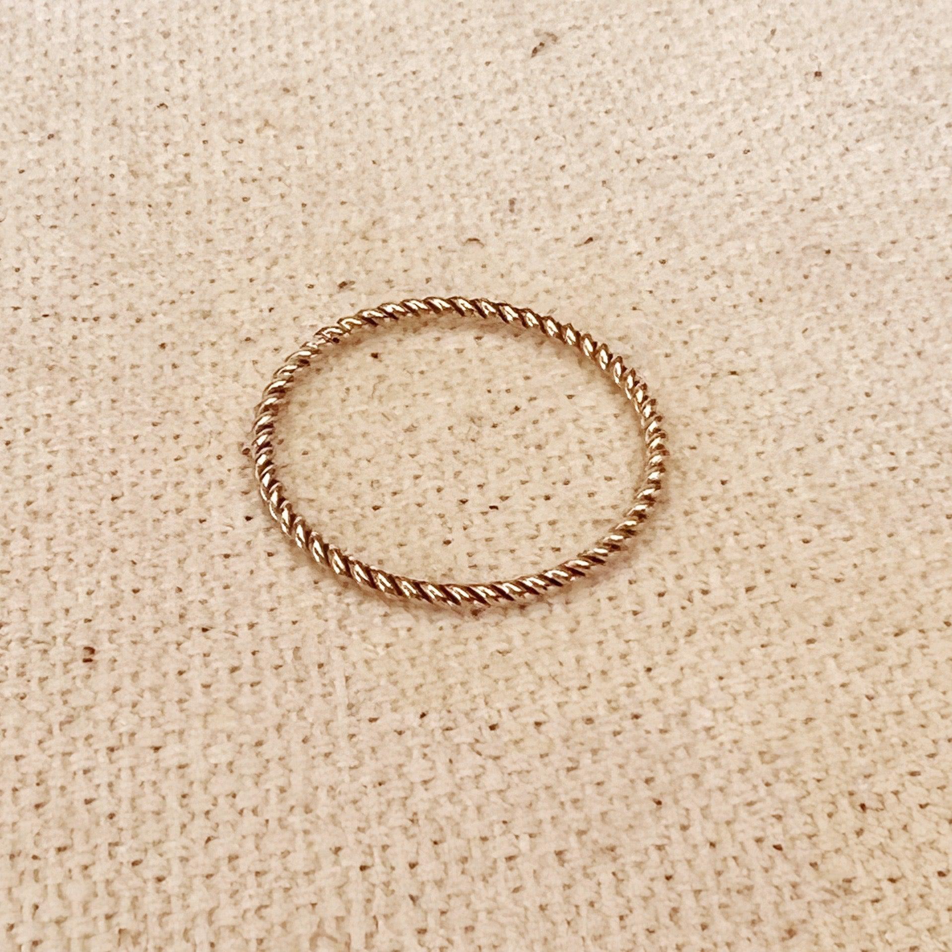 Mondsee 14k Gold Filled 1mm Twisted Stackable Ring | 18k Gold Filled Jewelry
