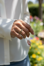Mondsee 18k Gold Filled Chunky Black Onyx CZ Eternity Band Ring | 18k Gold Filled Jewelry