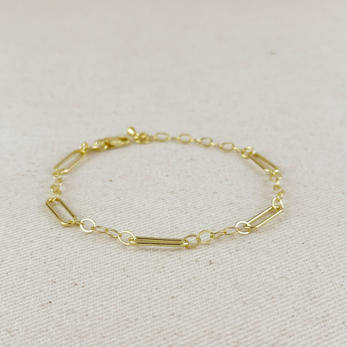 18K Gold Filled Paperclip & Links Chain Bracelet