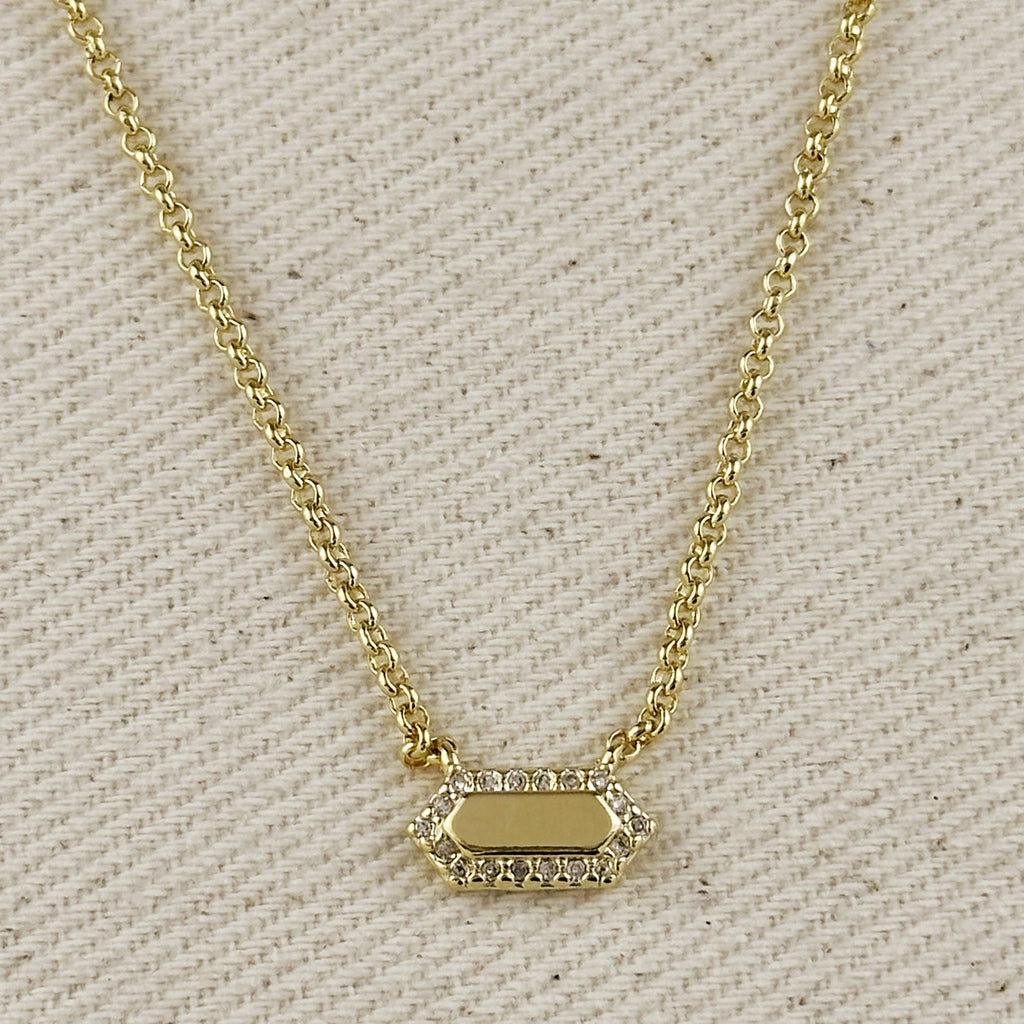 Mondsee 18k Gold Filled Pointed Rectangle Plate Necklace | 18k Gold Filled Jewelry