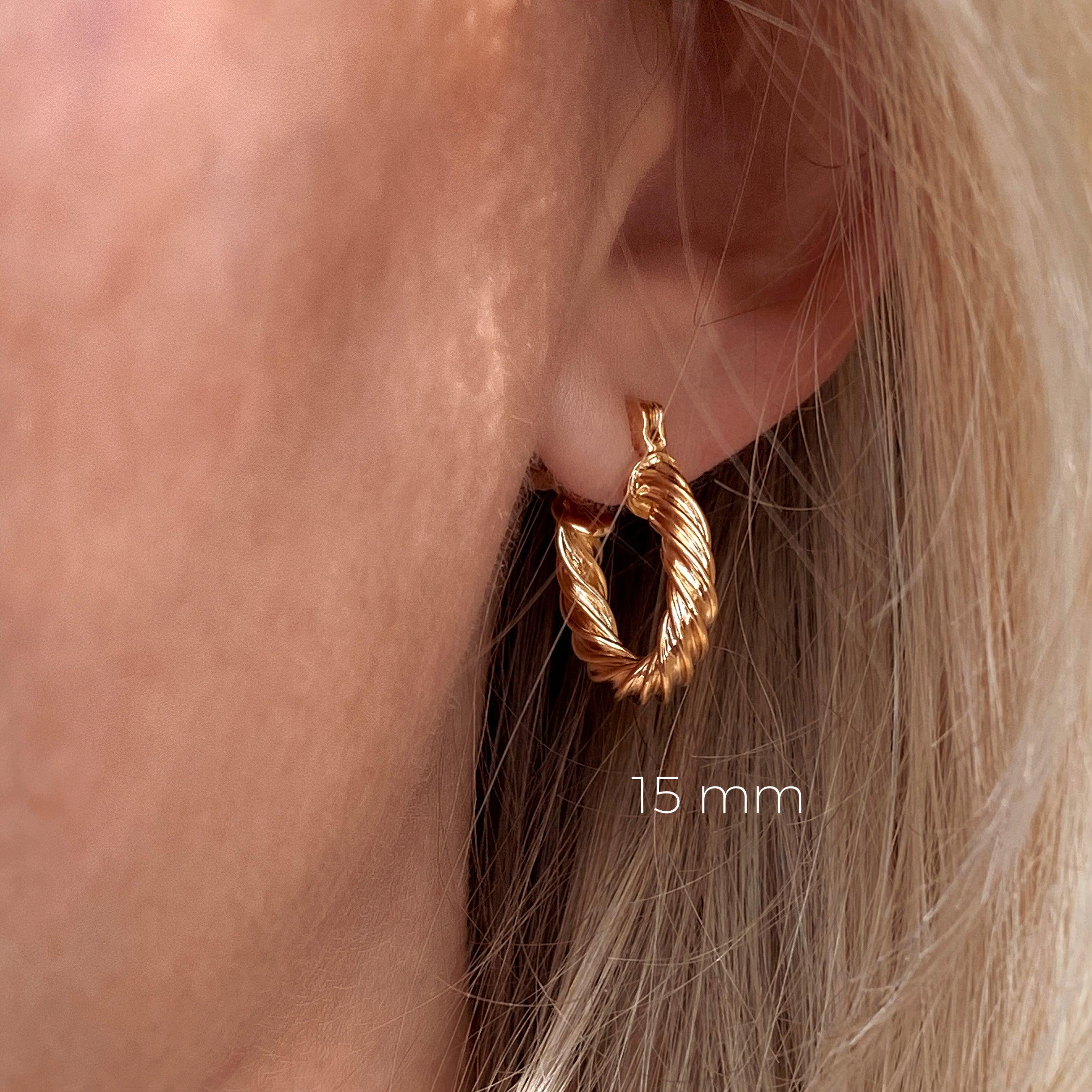 Mondsee 18k Gold Filled 15mm Twisted Hoop Earrings | 18k Gold Filled Jewelry