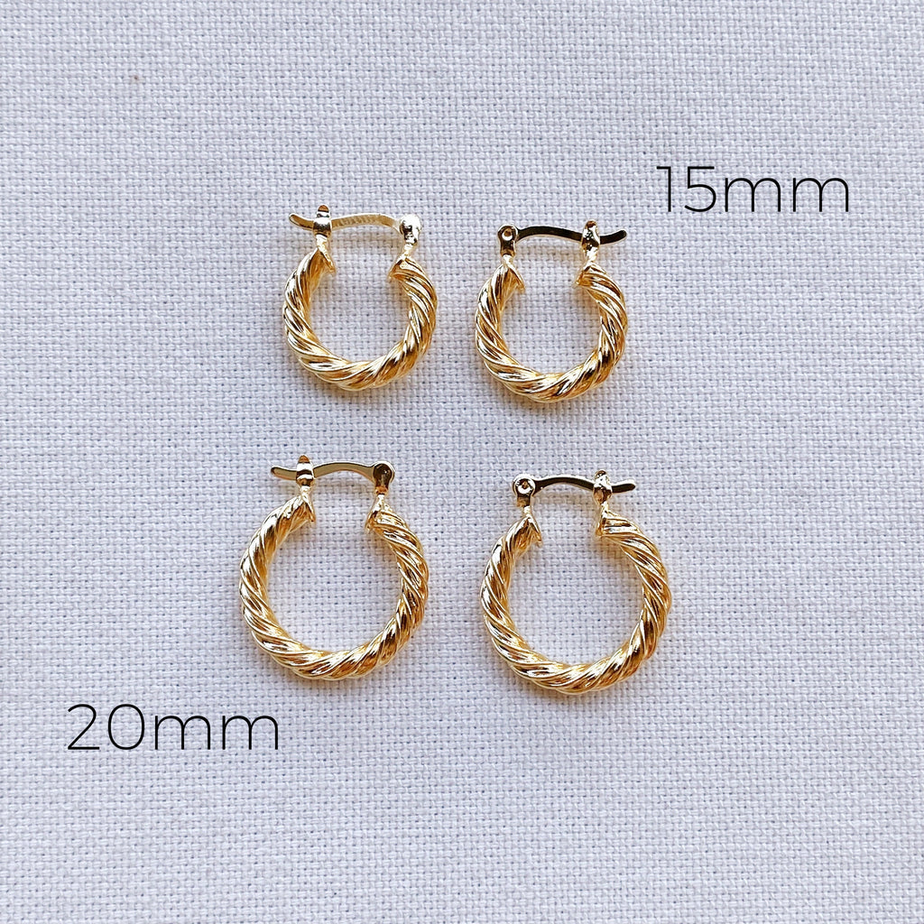 Mondsee 18k Gold Filled 15mm Twisted Hoop Earrings | 18k Gold Filled Jewelry