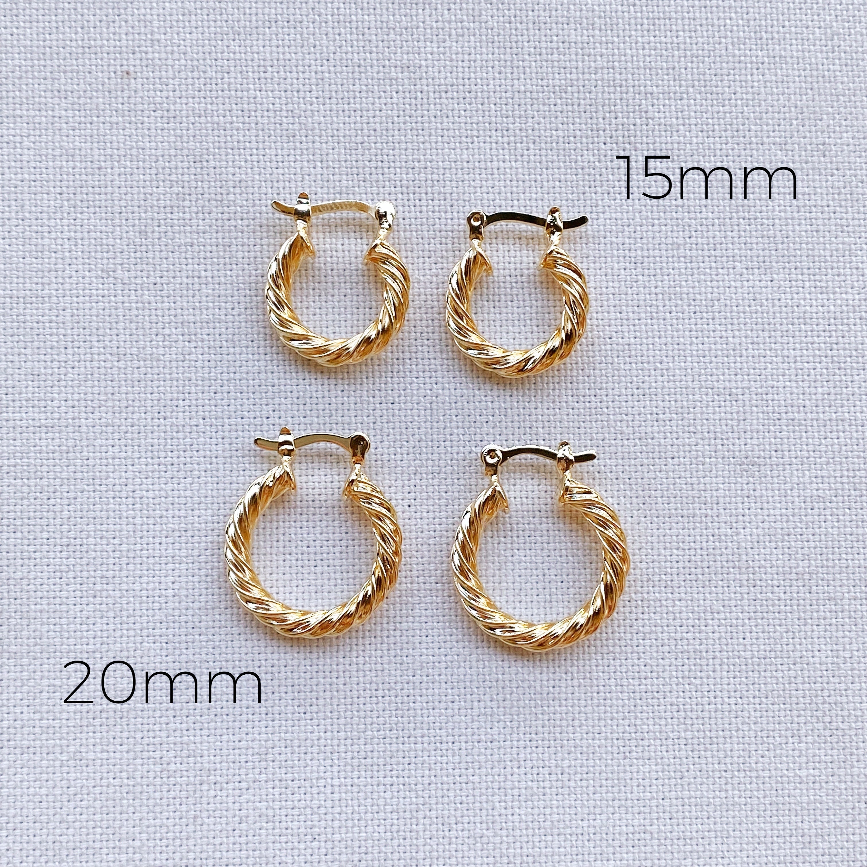 Mondsee 18k Gold Filled 15mm Twisted Hoop Earrings | 18k Gold Filled Jewelry