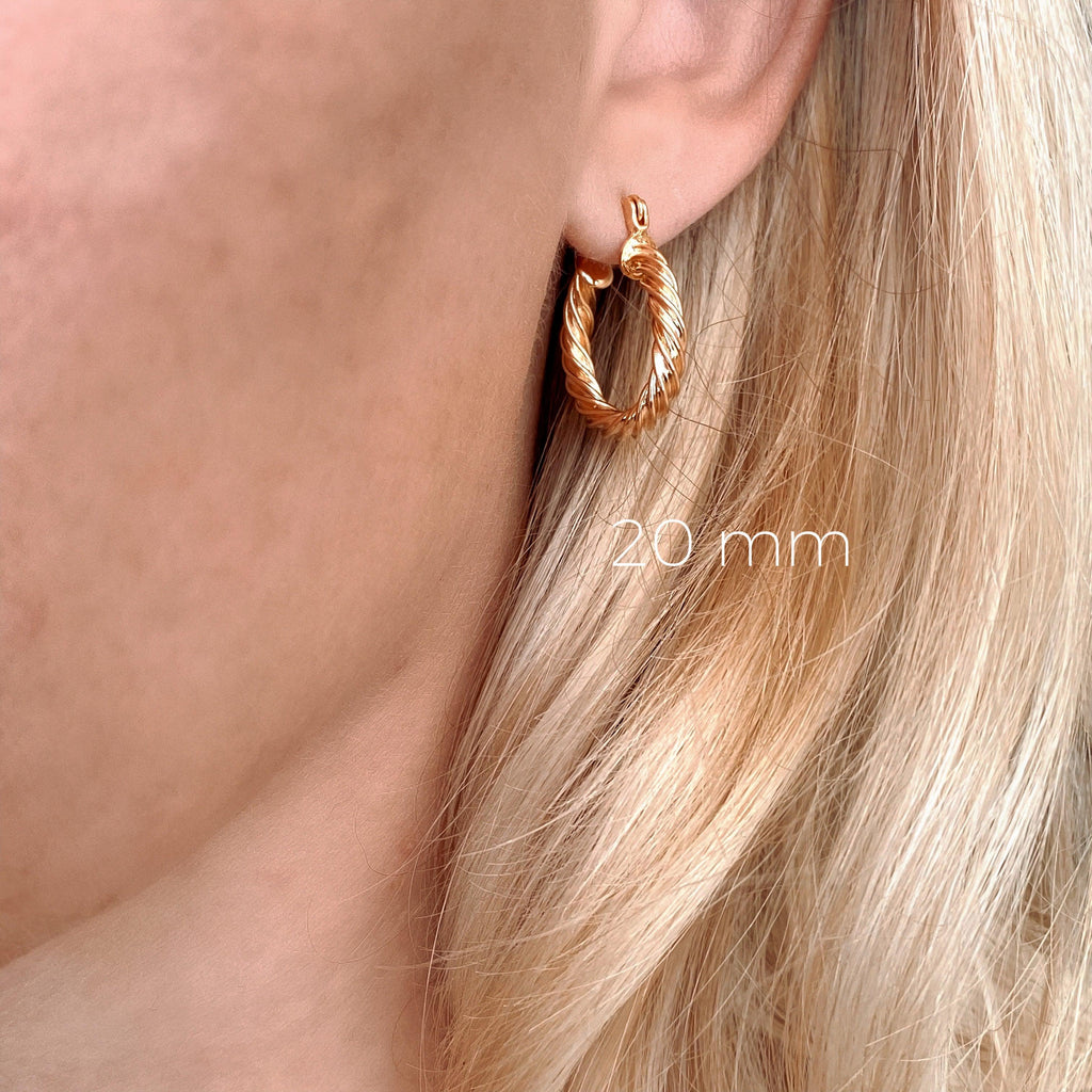 Mondsee 18k Gold Filled 15mm Twisted Hoop Earrings | 18k Gold Filled Jewelry