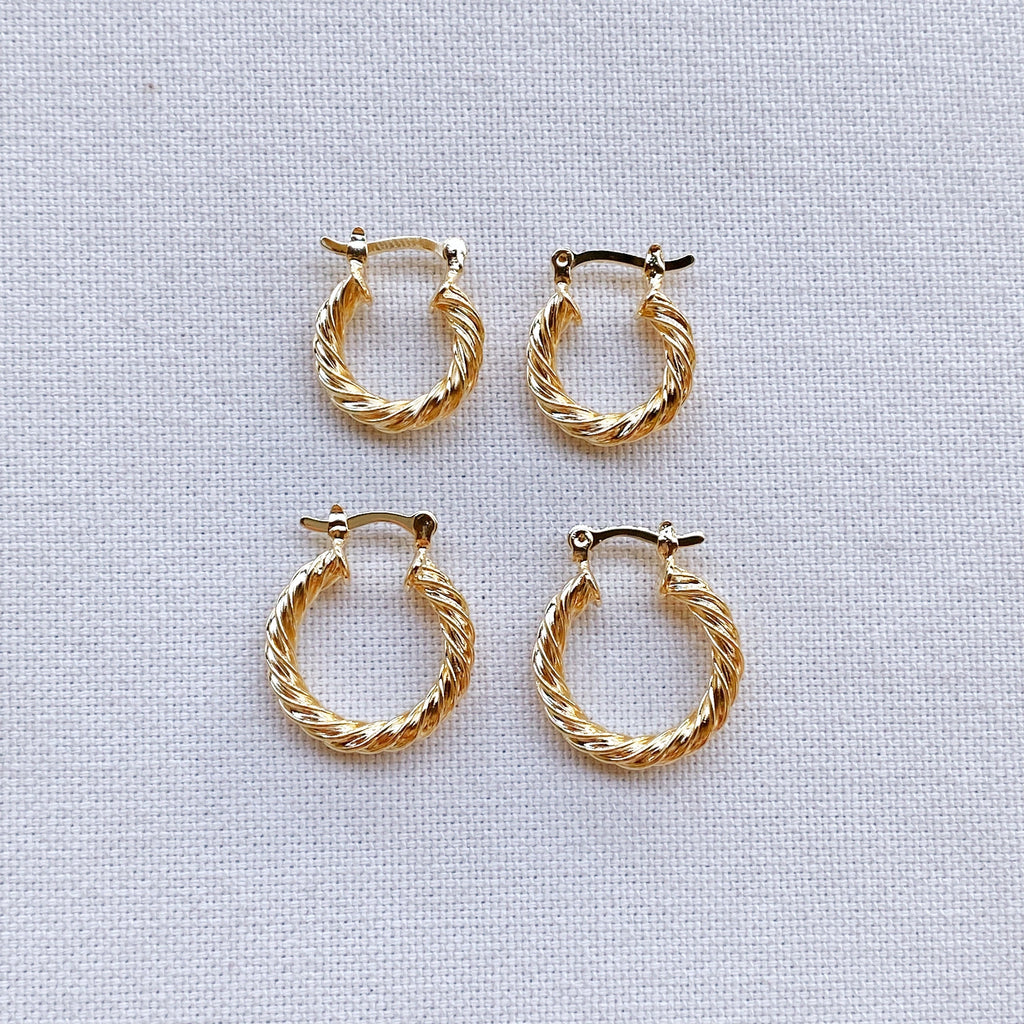 Mondsee 18k Gold Filled 15mm Twisted Hoop Earrings | 18k Gold Filled Jewelry