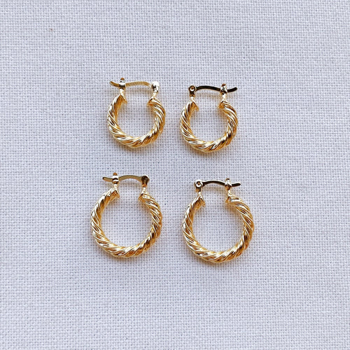 Mondsee 18k Gold Filled 15mm Twisted Hoop Earrings | 18k Gold Filled Jewelry