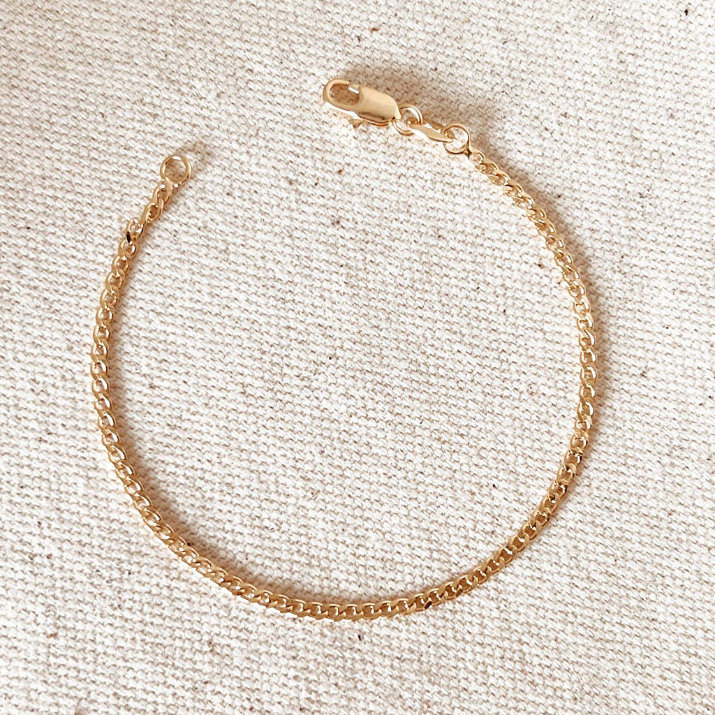 Mondsee 18k Gold Filled 2.0mm Cuban Bracelet | 18k Gold Filled Jewelry