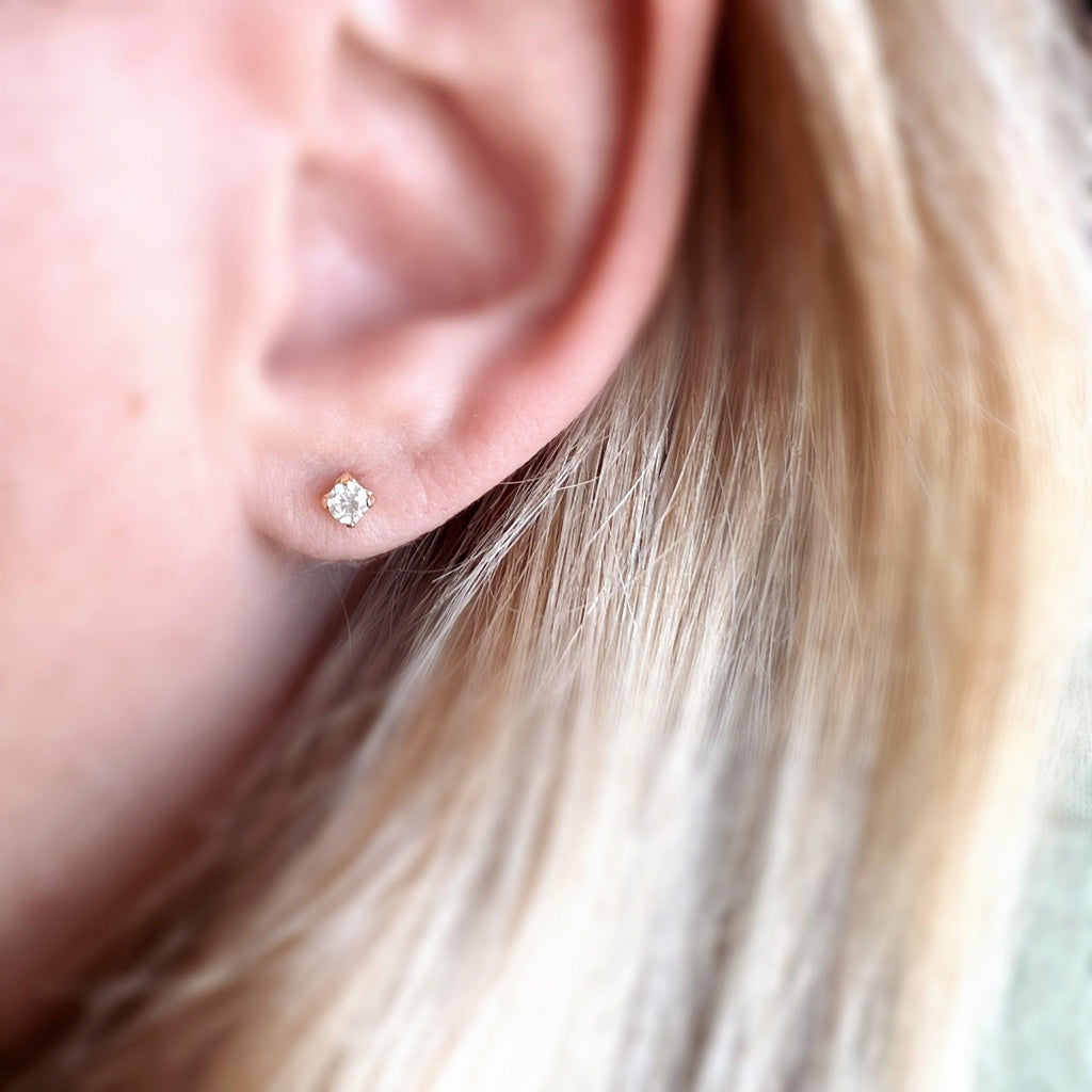 Mondsee 18k Gold Filled 2mm Clear Cubic Zirconia Stud | 18k Gold Filled Jewelry