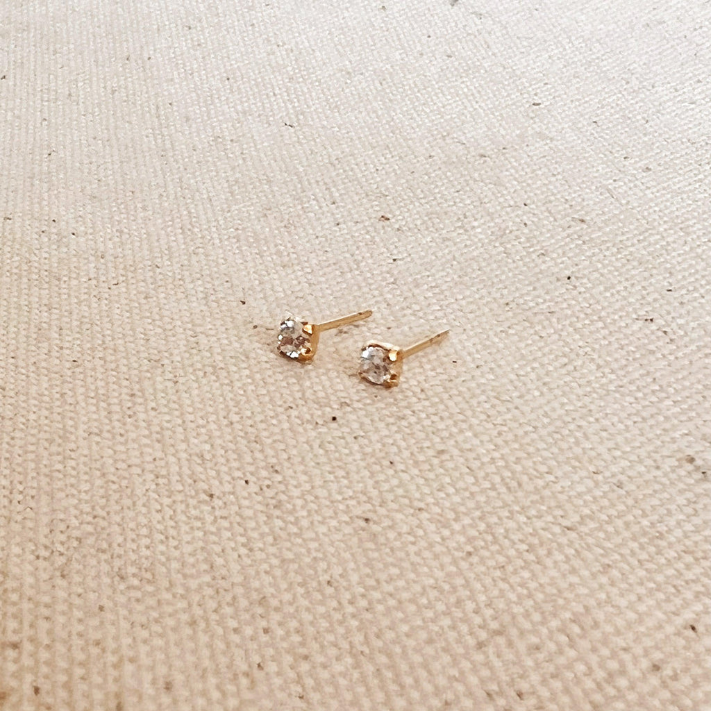 Mondsee 18k Gold Filled 2mm Clear Cubic Zirconia Stud | 18k Gold Filled Jewelry