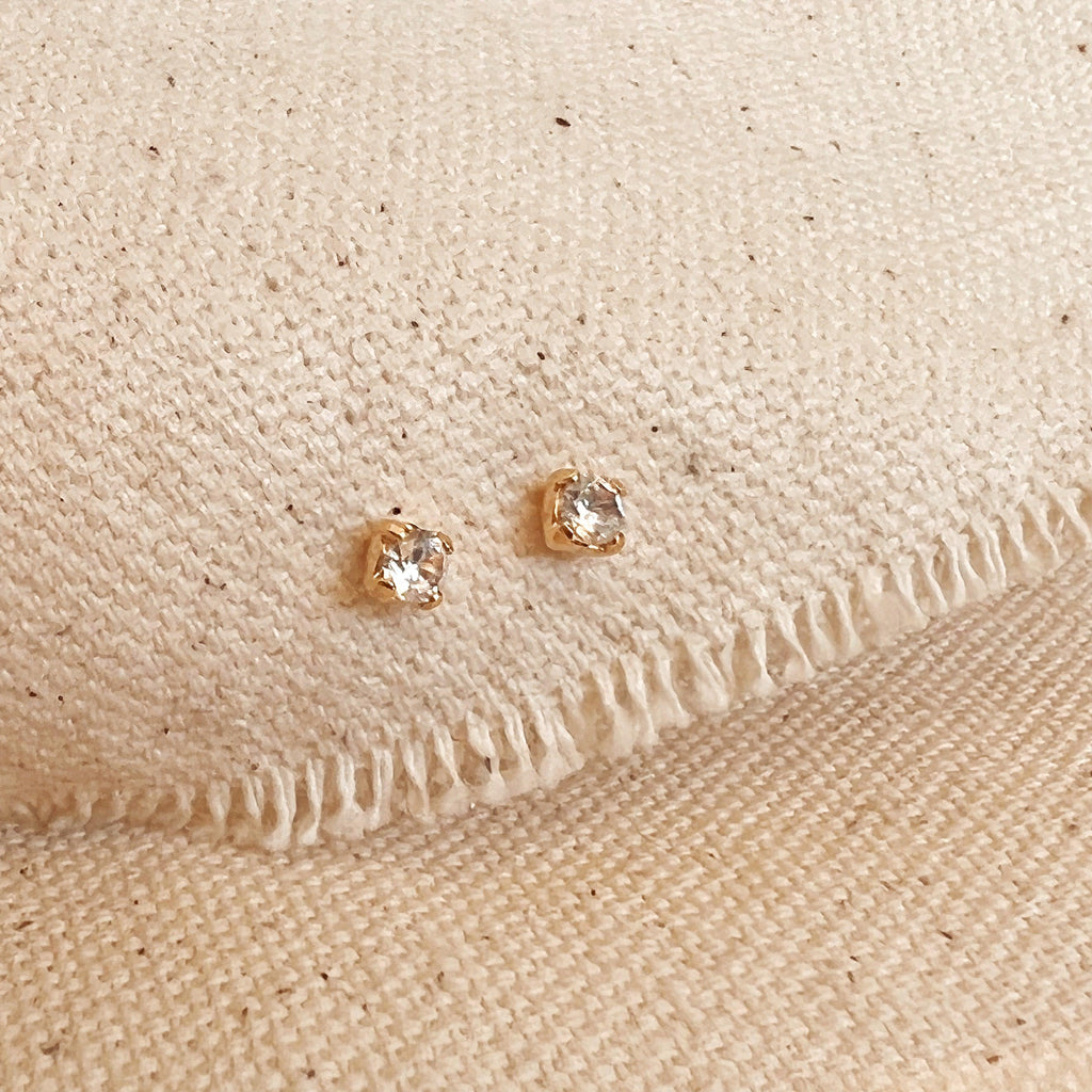 Mondsee 18k Gold Filled 2mm Clear Cubic Zirconia Stud | 18k Gold Filled Jewelry