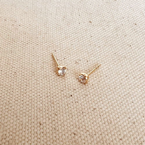 Mondsee 18k Gold Filled 2mm Clear Cubic Zirconia Stud | 18k Gold Filled Jewelry