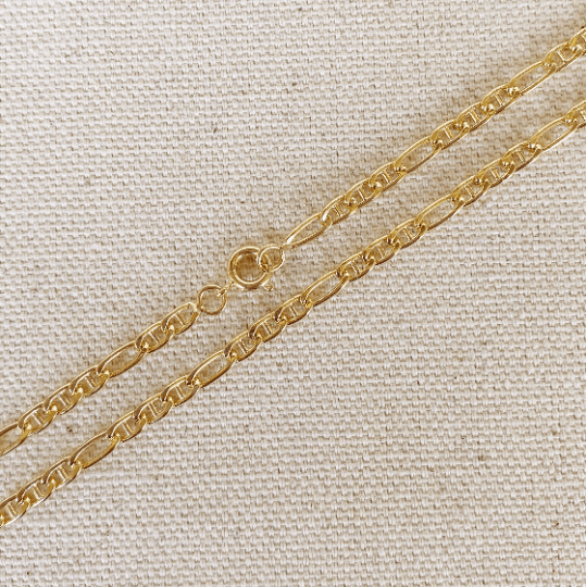 Mondsee 18k Gold Filled 3.5mm Figaro Mariner Bracelet | 18k Gold Filled Jewelry