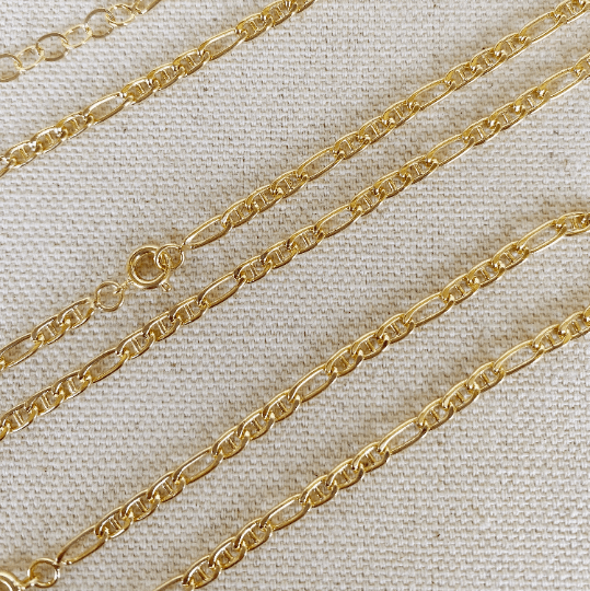 Mondsee 18k Gold Filled 3.5mm Figaro Mariner Bracelet | 18k Gold Filled Jewelry
