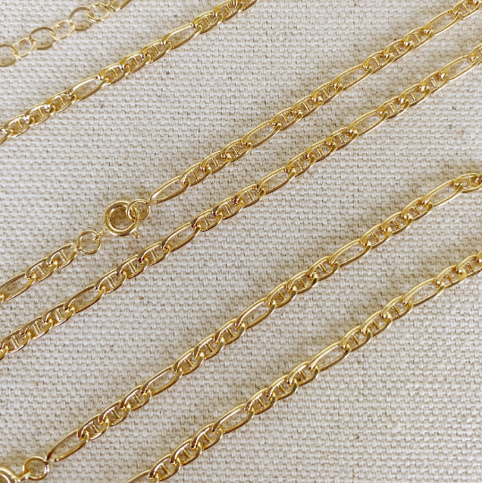 Mondsee 18k Gold Filled 3.5mm Figaro Mariner Figarucci Chain | 18k Gold Filled Jewelry