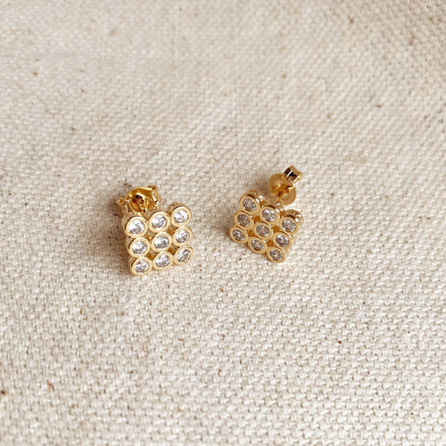 18k Gold Filled 3x3 Round Zirconia In Squared Stud Earrings by Mondsee Jewelry